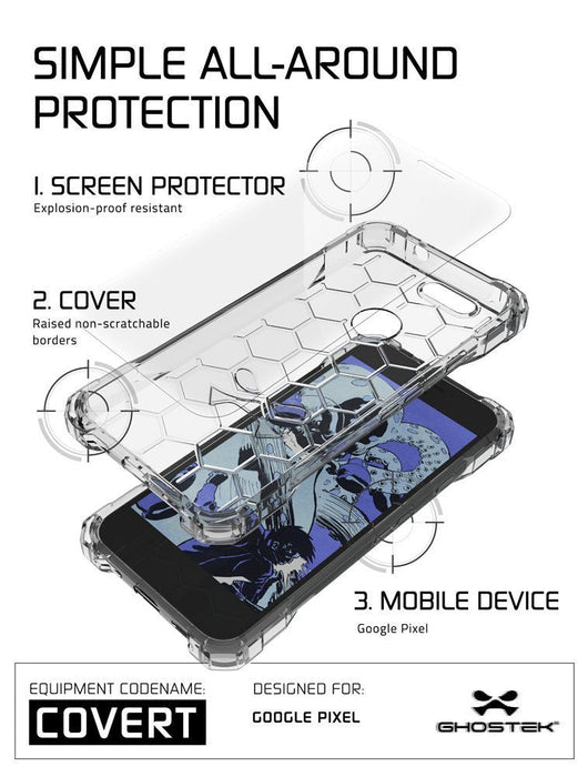 Google Pixel Case, Ghostek® Covert Clear, Premium Impact Protective Armor | Lifetime Warranty Exchange (Color in image: rose pink)