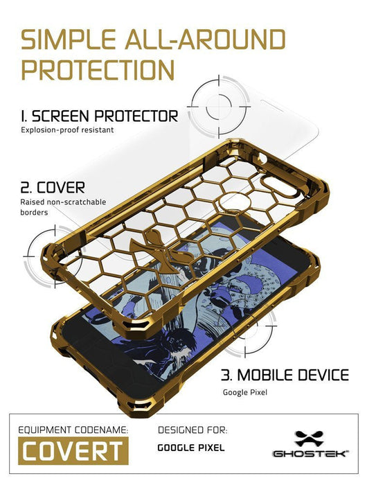 Google Pixel Case, Ghostek® Covert Gold, Premium Impact Protective Armor | Lifetime Warranty Exchange (Color in image: space grey)