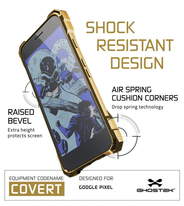 Google Pixel Case, Ghostek® Covert Gold, Premium Impact Protective Armor | Lifetime Warranty Exchange (Color in image: clear)
