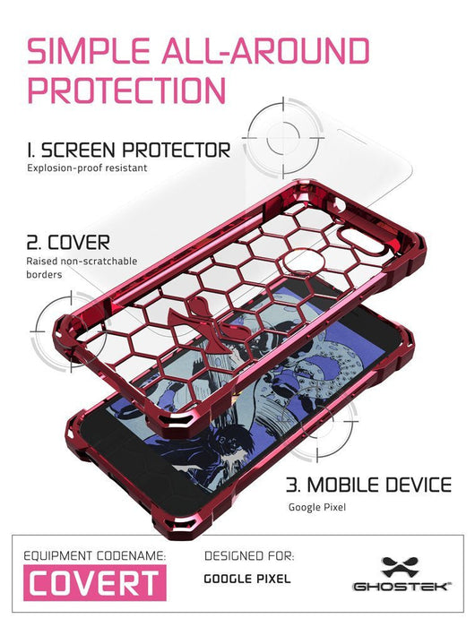 Google Pixel Case, Ghostek® Covert Rose Pink, Premium Impact Protective Armor | Warranty (Color in image: clear)