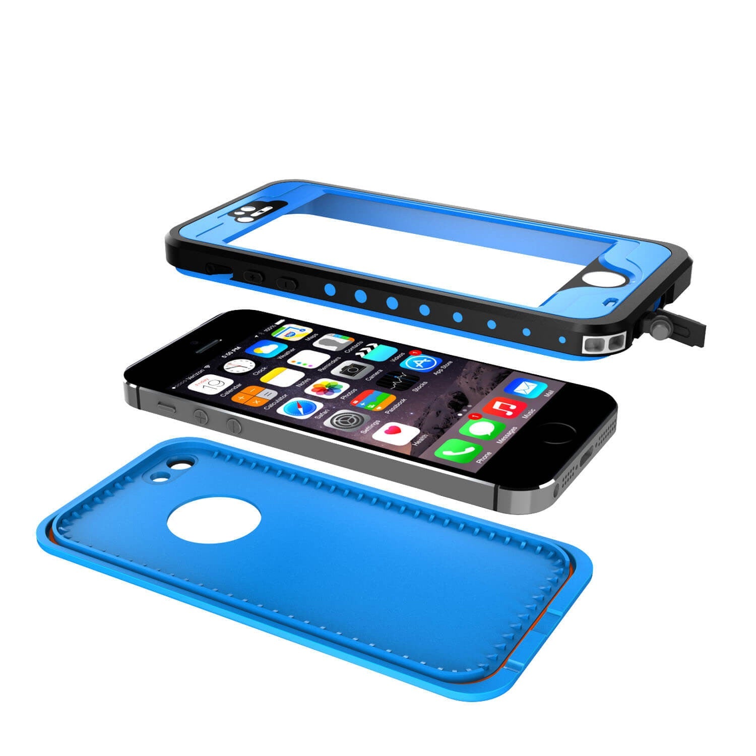 iPhone 5S/5 Waterproof Case, PunkCase StudStar Light Blue Water/Shock/Dirt Proof | Lifetime Warranty (Color in image: white)
