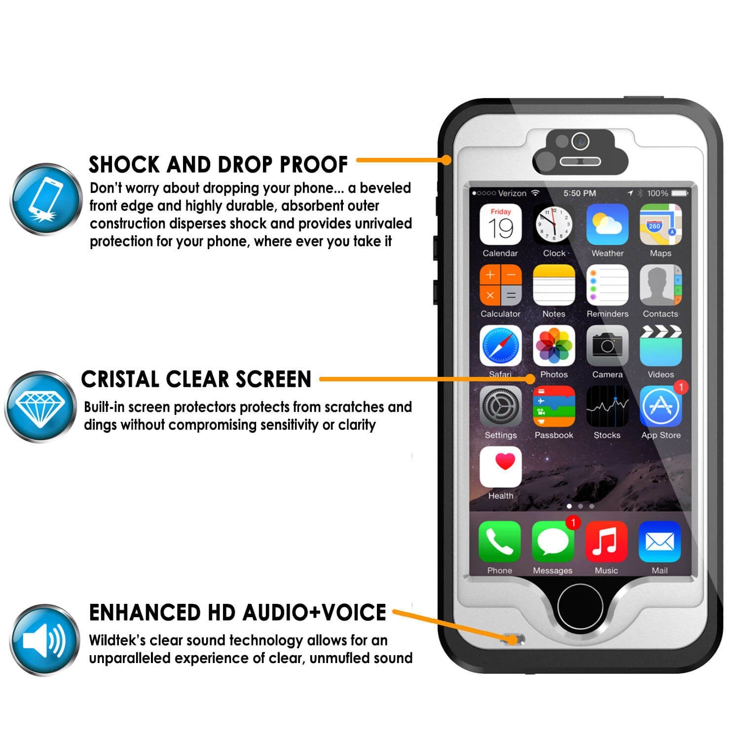 iPhone 5S/5 Waterproof Case, PunkCase StudStar White Case Water/Shock/Dirt Proof | Lifetime Warranty (Color in image: teal)