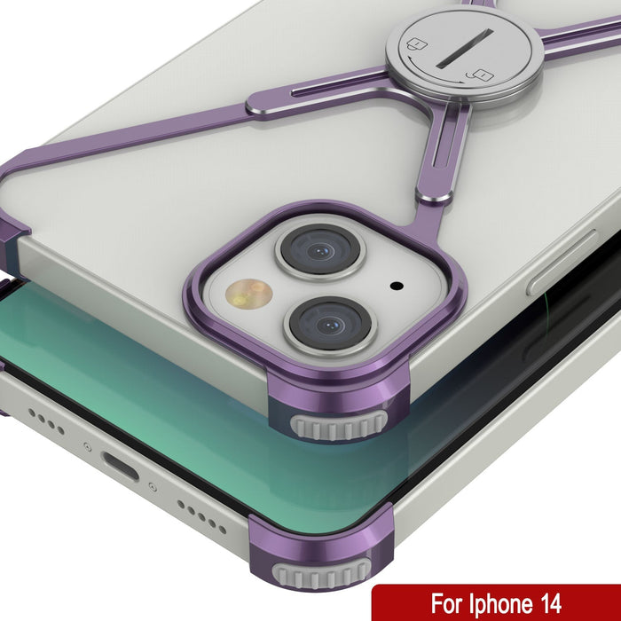 Capa de proteção Punkcase para iPhone 14 [Série Backbone] Ultra Slim Minimalist em Metal de Alumínio X-Frame Cobertura para iPhone 14 (2022) (6.1