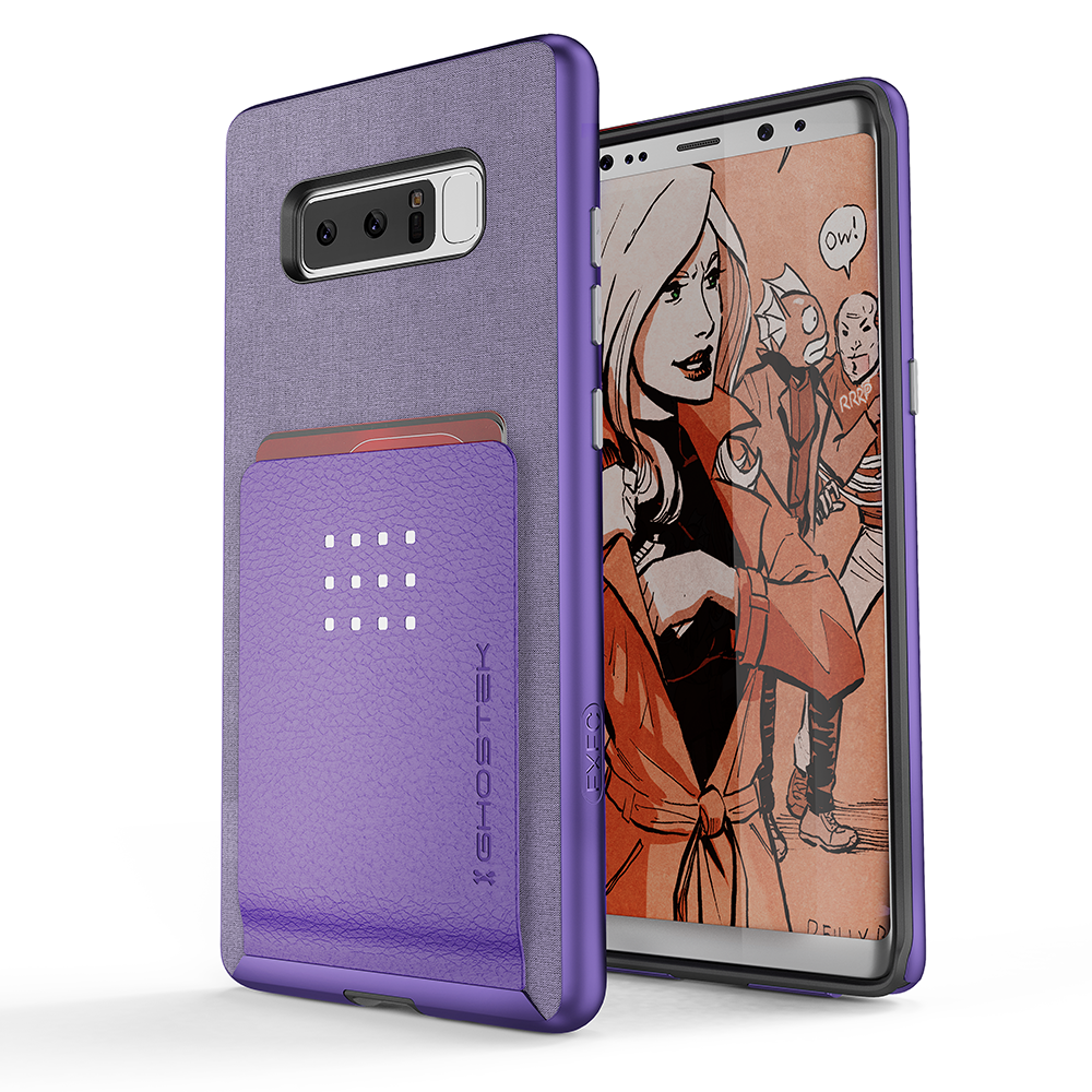 Galaxy Note 8 Case, Ghostek Exec 2 Slim Hybrid Impact Wallet Case for Samsung Galaxy Note 8 Armor | Purple (Color in image: Purple)