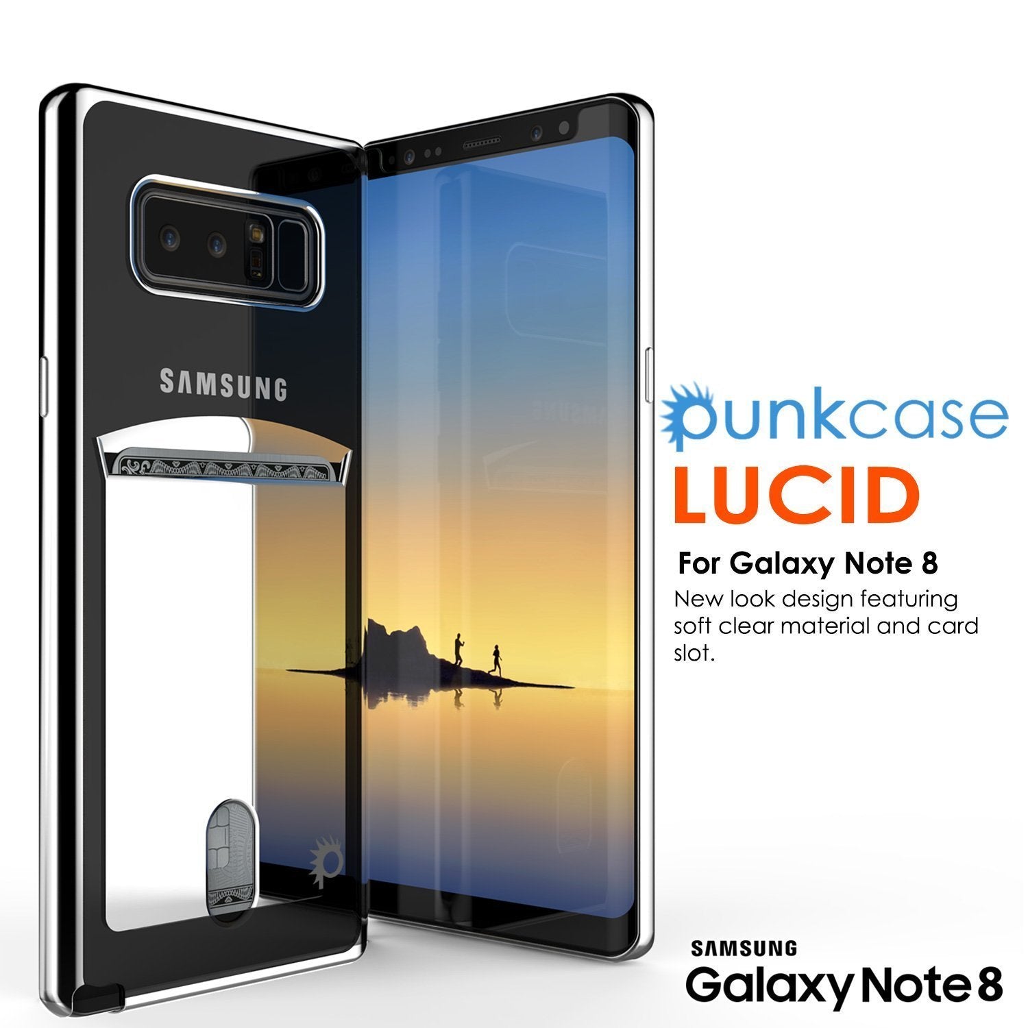 Capa Galaxy Note 8, Série Prata PUNKCASE® LUCID | Slot para Cartão | Protetor de Tela SHIELD | Ajuste Ultra
