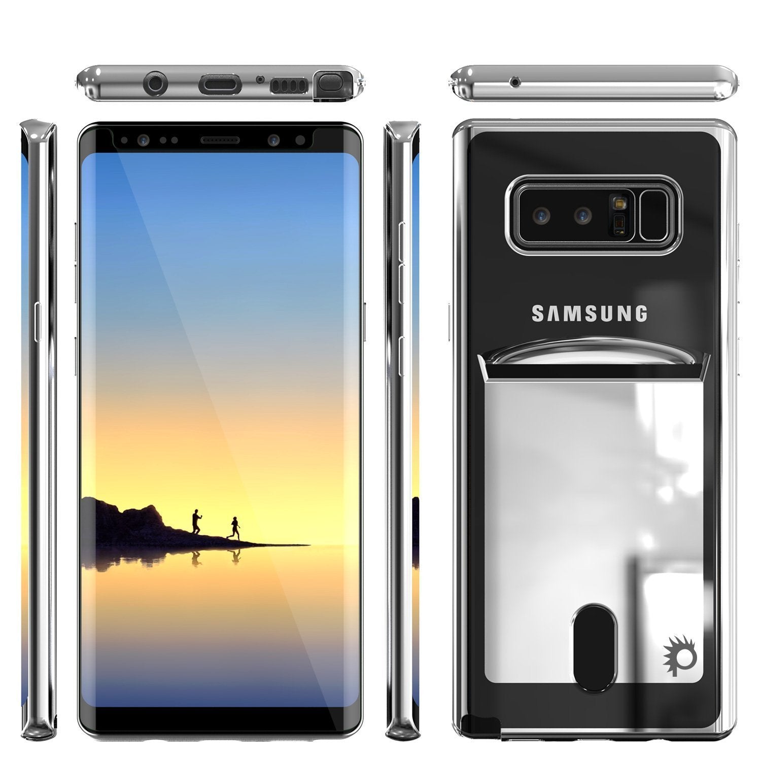 Galaxy Note 8 Case, PUNKCASE® LUCID Silver Series | Card Slot | SHIELD Screen Protector | Ultra fit