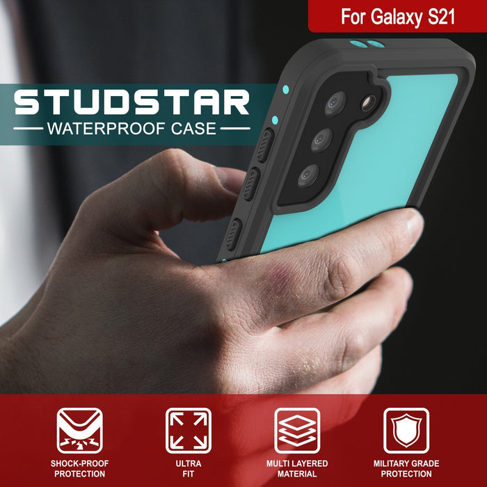 Case à prova d'água para Galaxy S22 PunkCase StudStar Teal Thin 6.6 pés subaquático IP68 à prova de choque/neve
