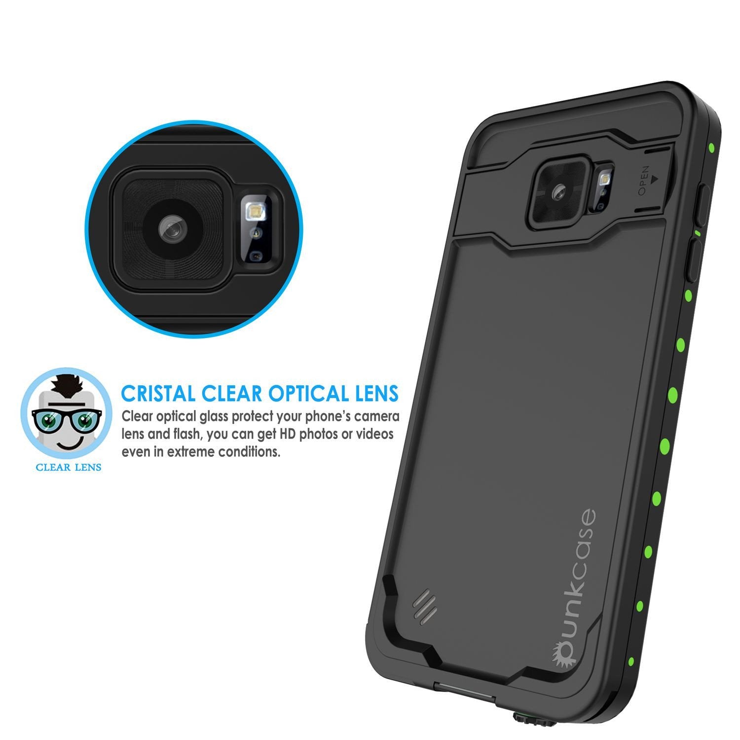 Galaxy Note 5 Waterproof Case, Punkcase StudStar Light Green Shock/Dirt Proof | Lifetime Warranty (Color in image: light blue)