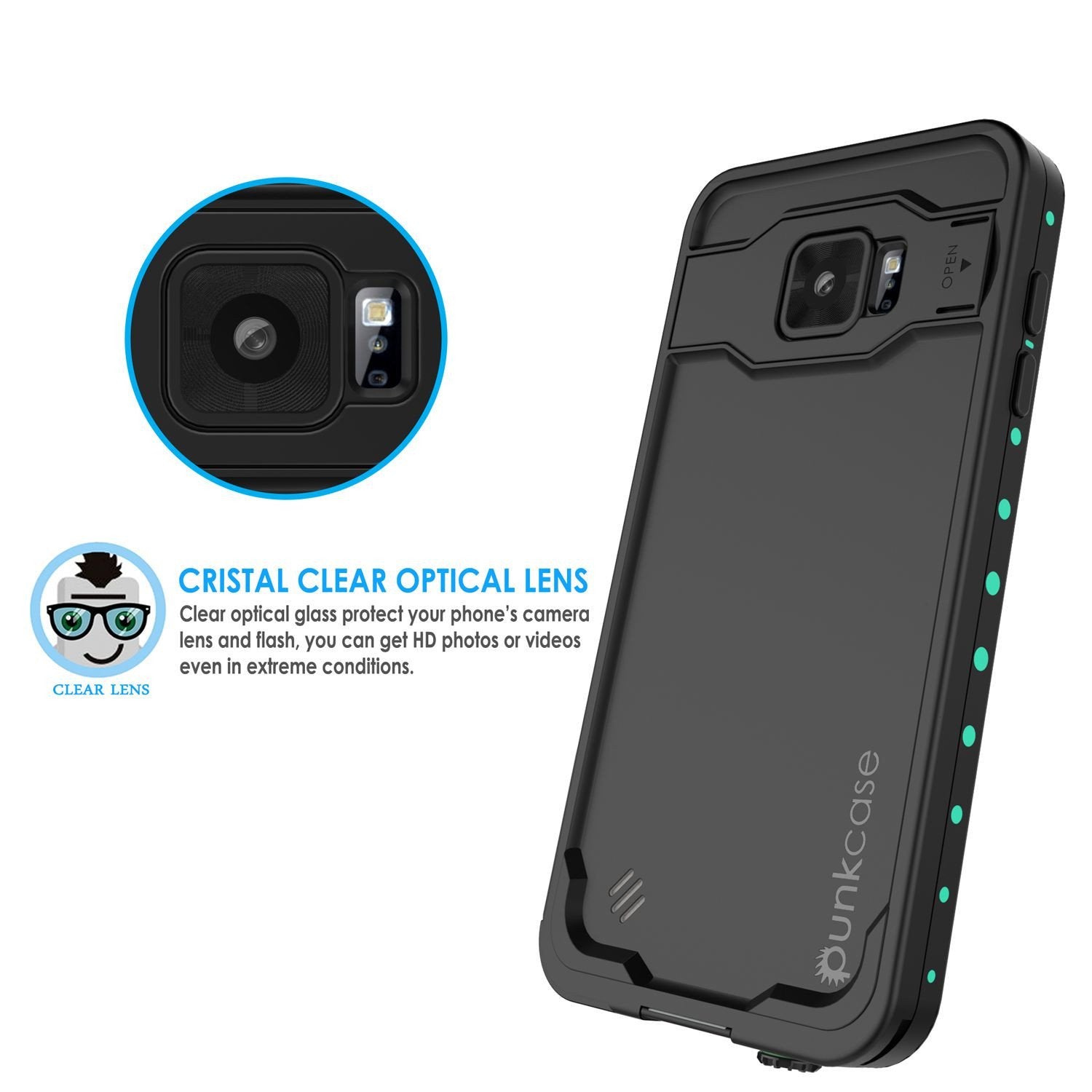 Galaxy Note 5 Waterproof Case, Punkcase StudStar Teal Shock/Dirt/Snow Proof | Lifetime Warranty (Color in image: light blue)