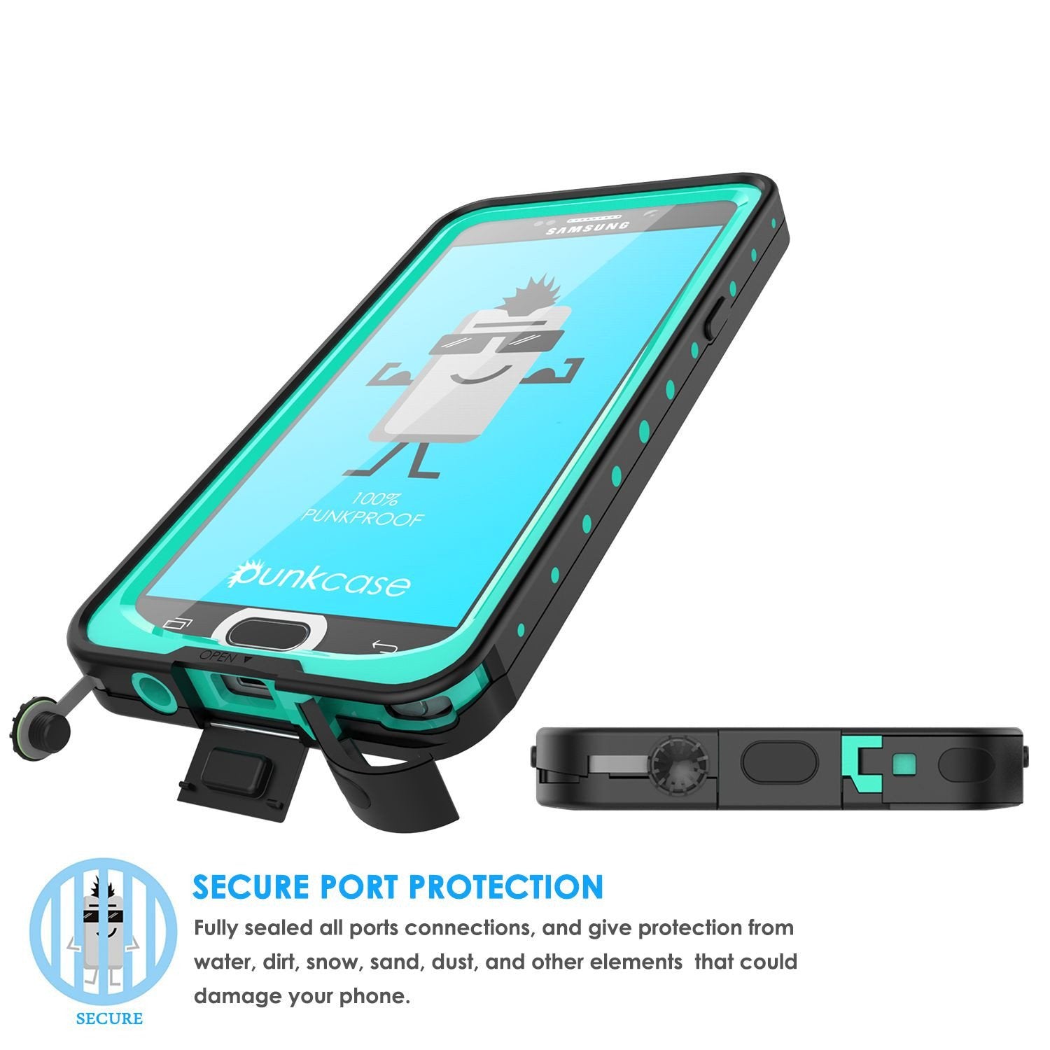 Galaxy Note 5 Waterproof Case, Punkcase StudStar Teal Shock/Dirt/Snow Proof | Lifetime Warranty (Color in image: light green)