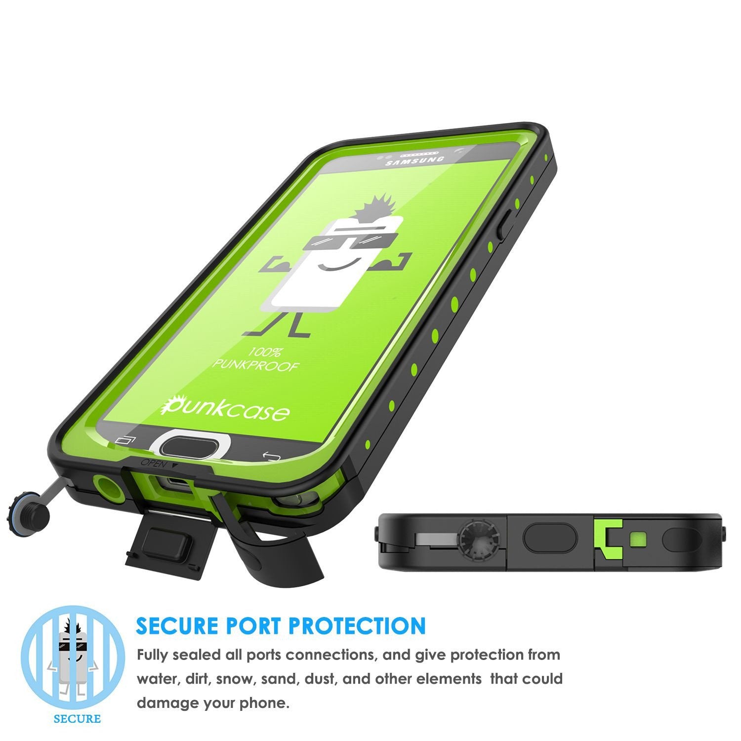 Galaxy Note 5 Waterproof Case, Punkcase StudStar Light Green Shock/Dirt Proof | Lifetime Warranty (Color in image: black)
