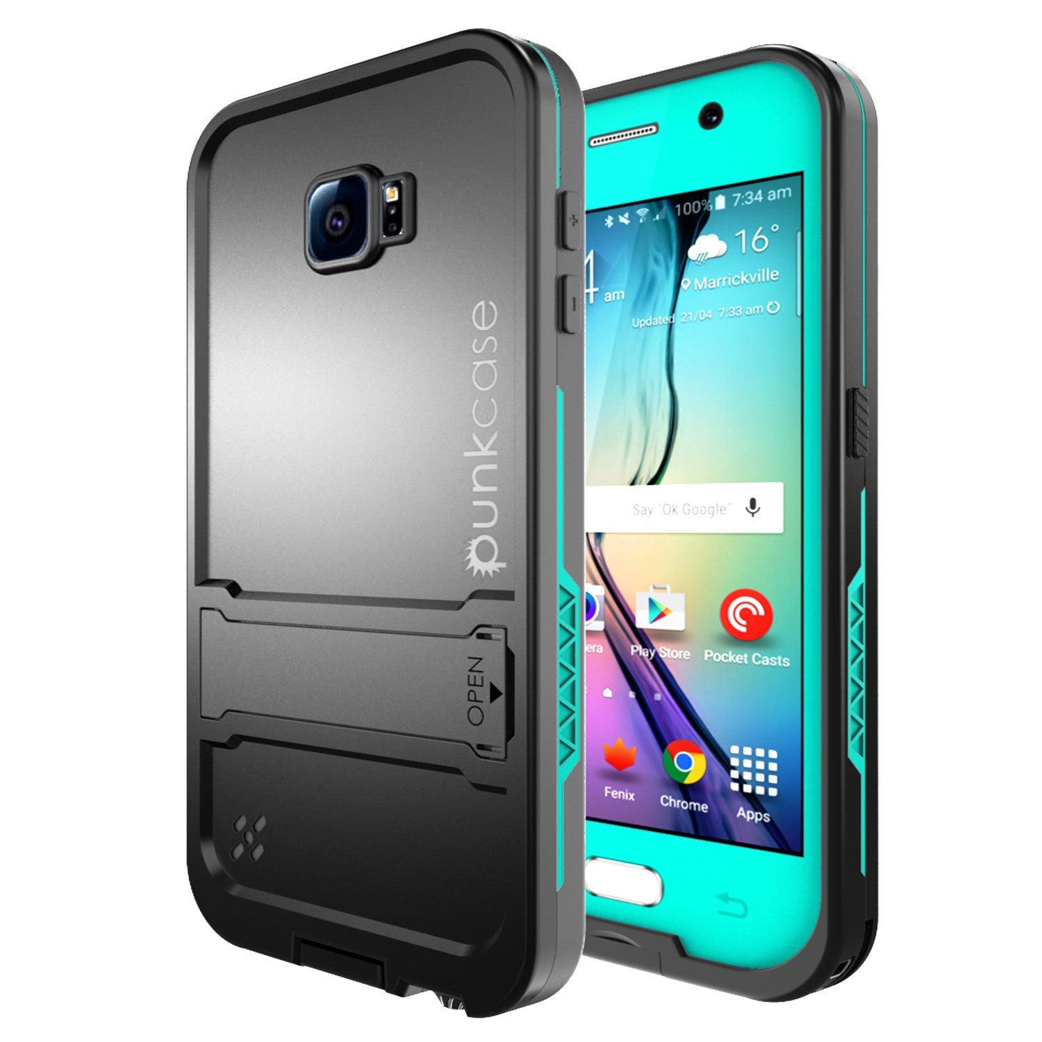 Galaxy S6 Waterproof Case, Punkcase SpikeStar Teal Water/Shock/Dirt/Snow Proof | Lifetime Warranty (Color in image: teal)