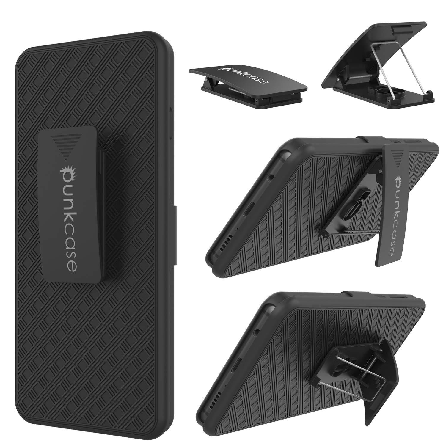Punkcase Galaxy S10 5G Case With Screen Protector, Holster Belt Clip [Black] 
