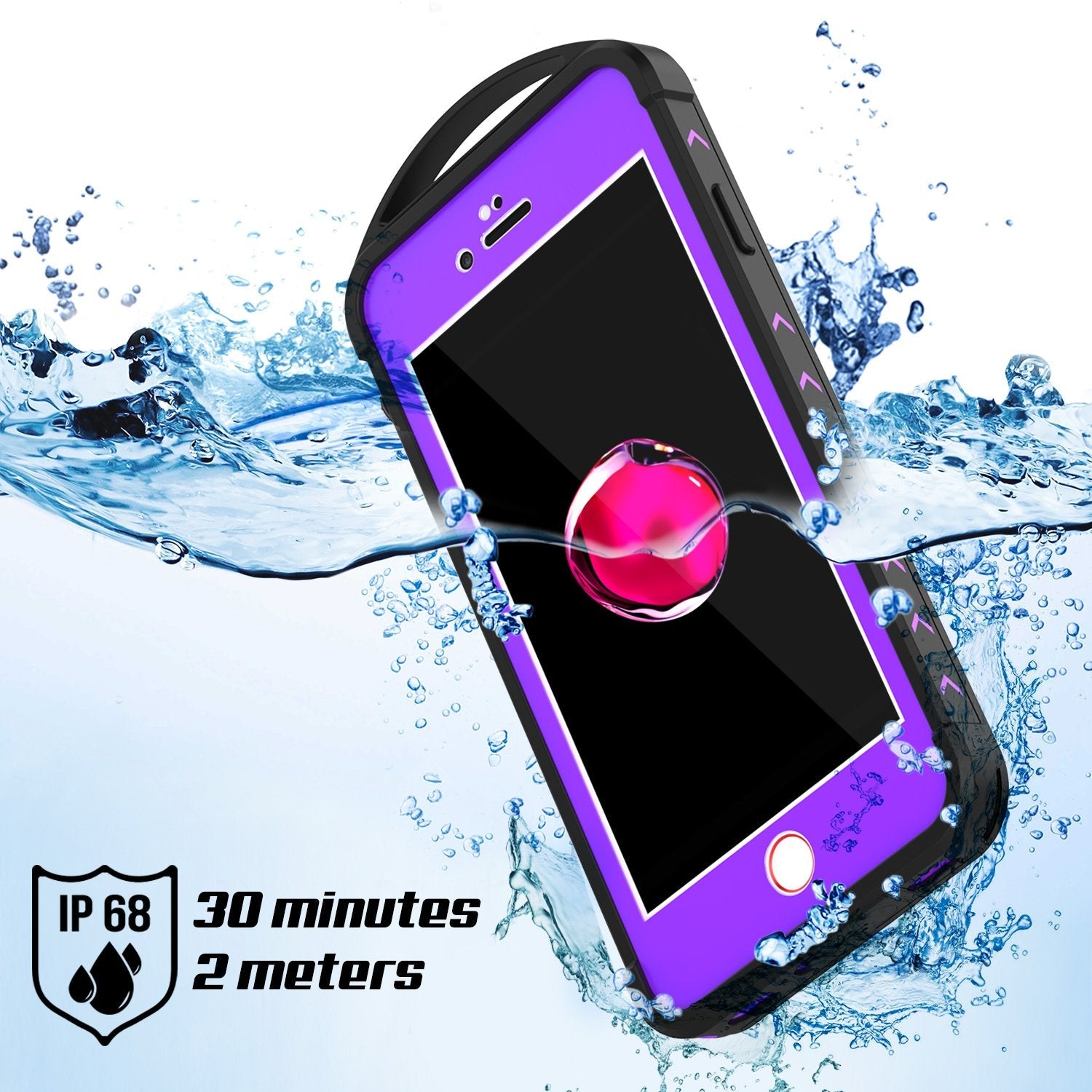 iPhone 7 Waterproof Case, Punkcase ALPINE Series, Purple | Heavy Duty Armor Cover (Color in image: pink)