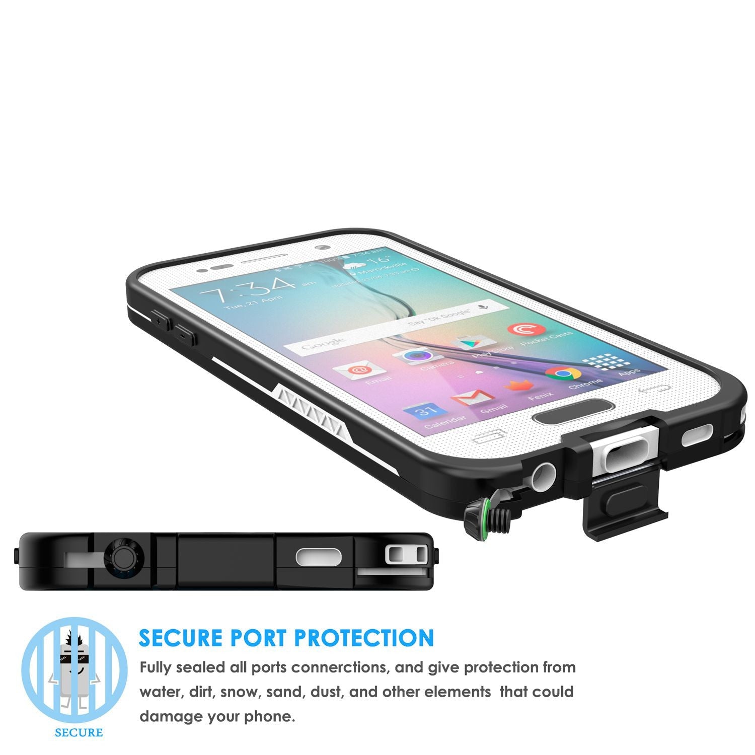 Galaxy S6 Waterproof Case, Punkcase SpikeStar White Water/Shock/Dirt/Snow Proof | Lifetime Warranty (Color in image: light green)
