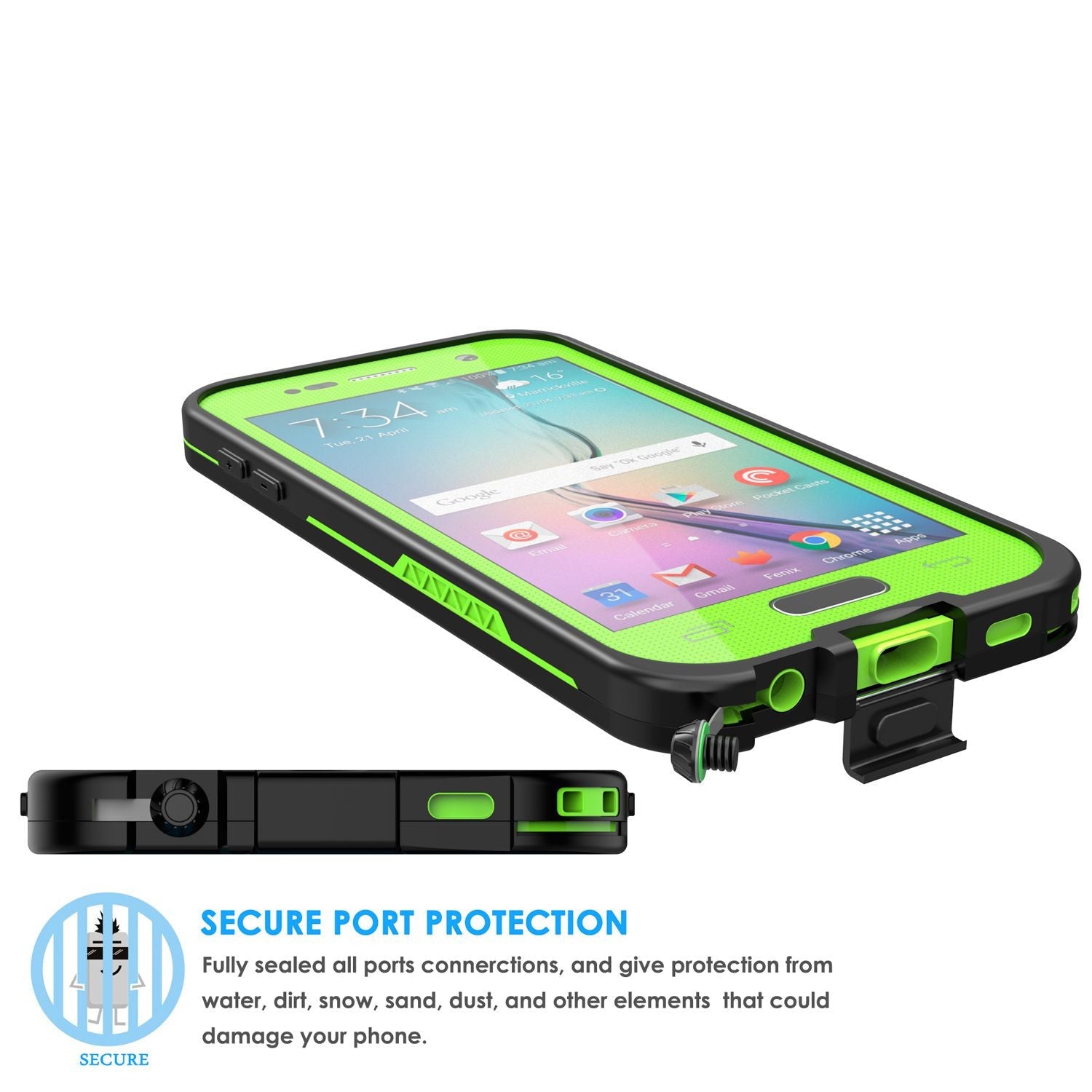 Galaxy S6 Waterproof Case, Punkcase SpikeStar Light Green Water/Shock/Dirt Proof | Lifetime Warranty (Color in image: light blue)