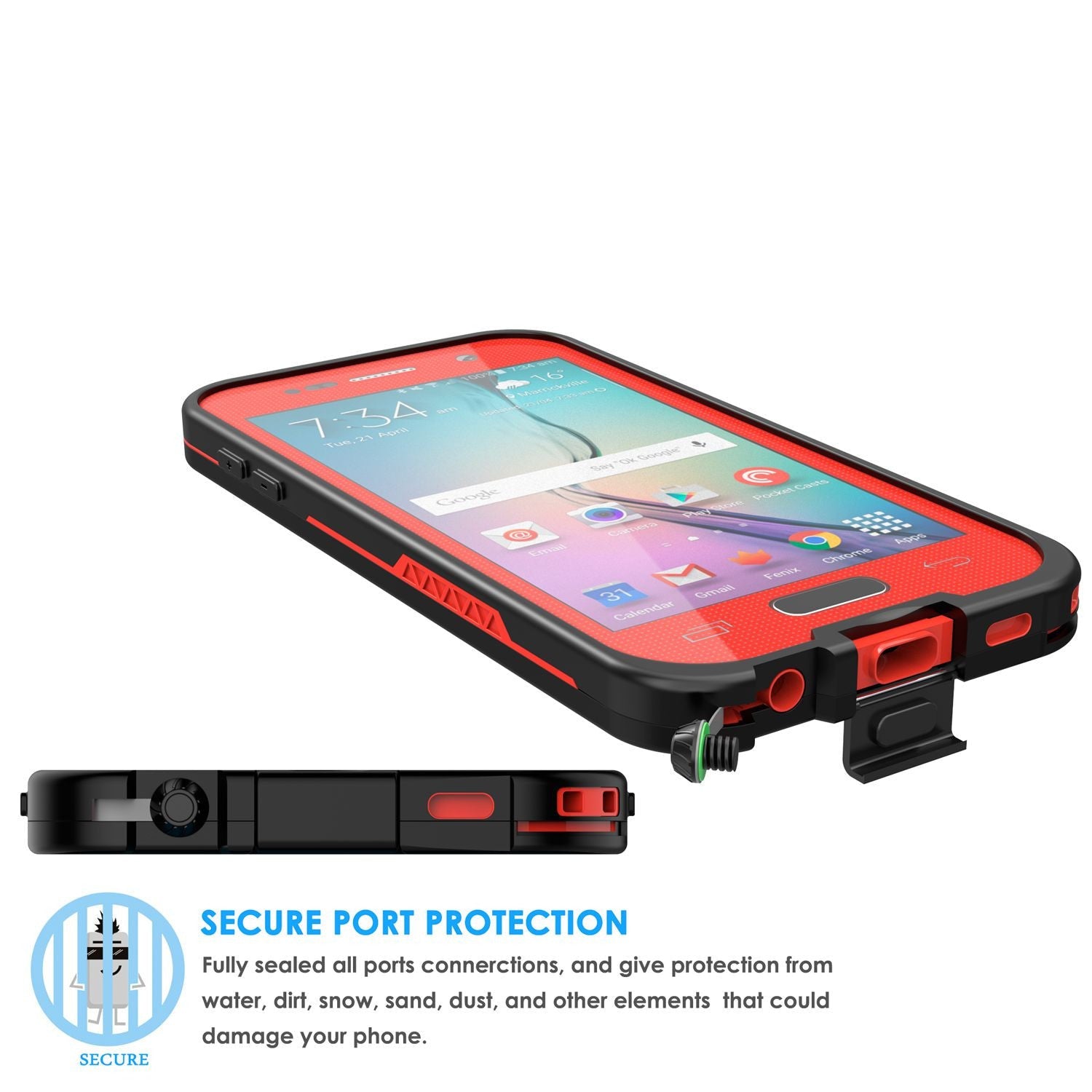 Galaxy S6 Waterproof Case, Punkcase SpikeStar Red Water/Shock/Dirt/Snow Proof | Lifetime Warranty (Color in image: light blue)