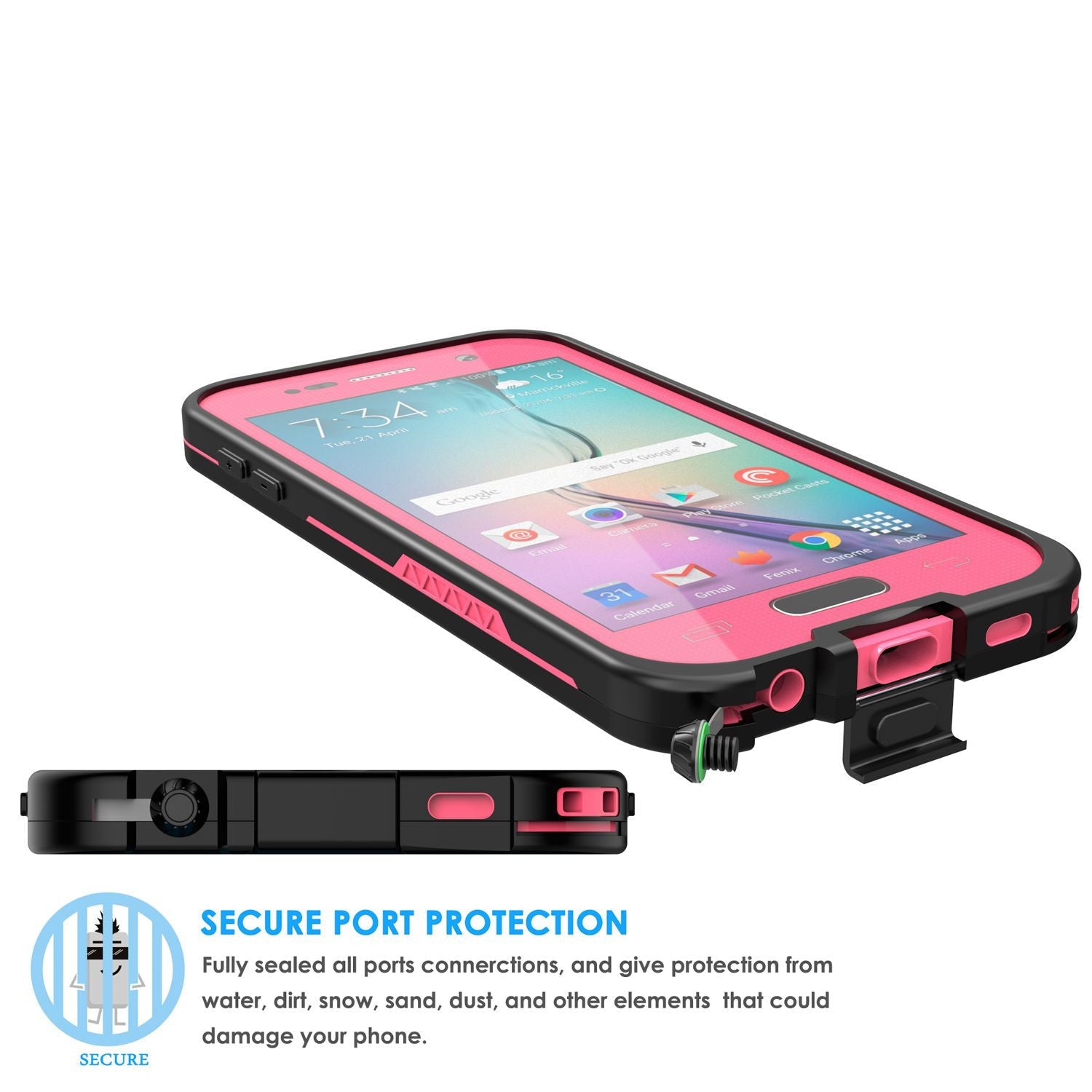 Galaxy S6 Waterproof Case, Punkcase SpikeStar Pink Water/Shock/Dirt/Snow Proof | Lifetime Warranty (Color in image: light green)