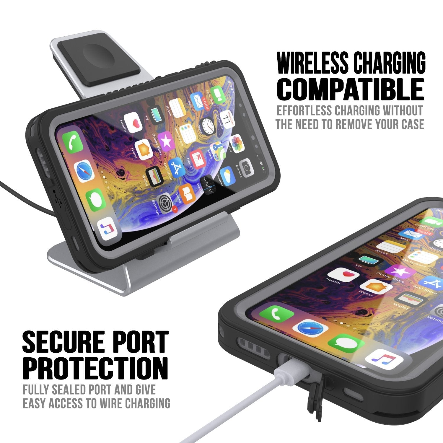 iPhone 11 Waterproof Case, Punkcase [Extreme Series] Armor Cover W/ Built In Screen Protector [Clear] (Color in image: Purple)