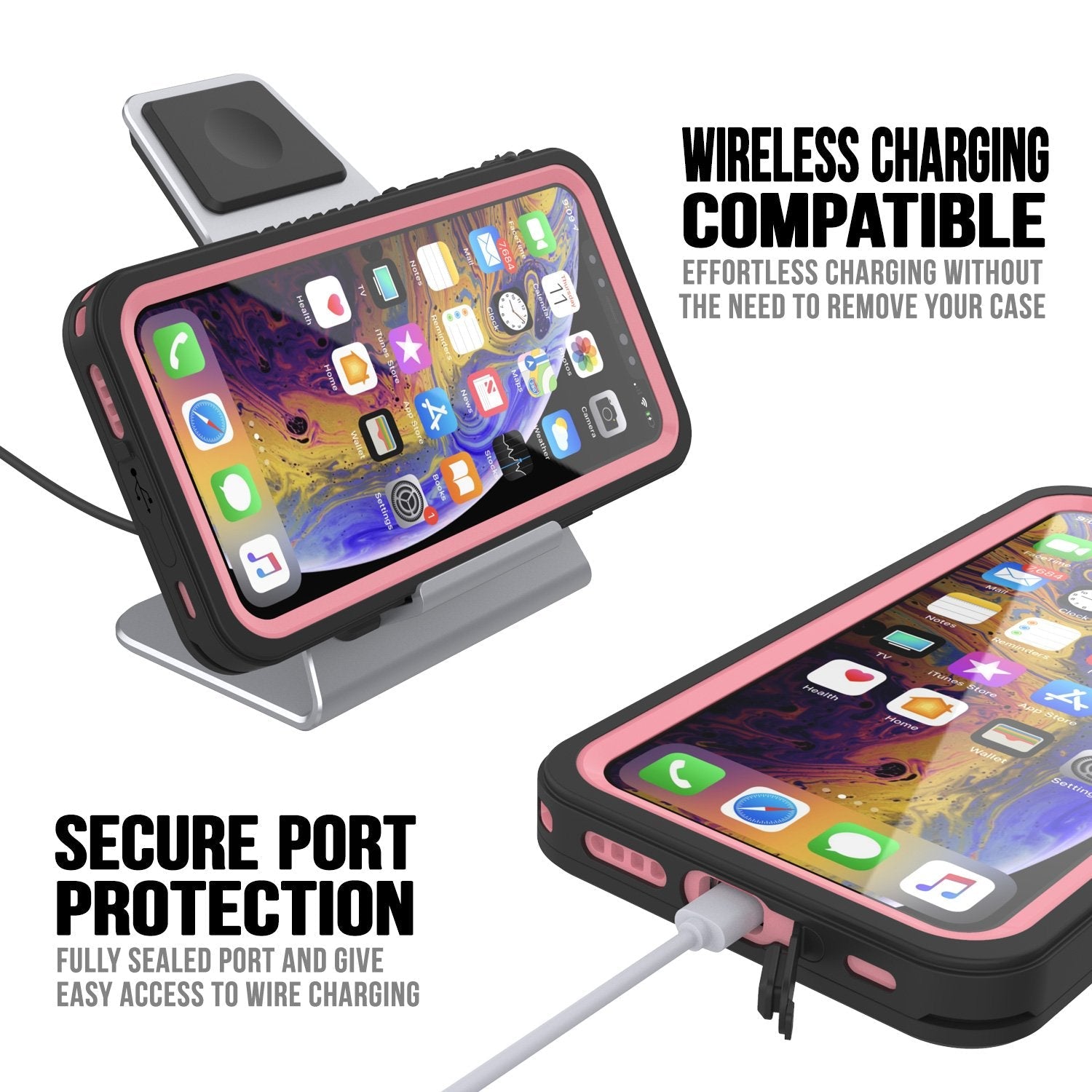 iPhone 11 Waterproof Case, Punkcase [Extreme Series] Armor Cover W/ Built In Screen Protector [Pink] (Color in image: Light Blue)