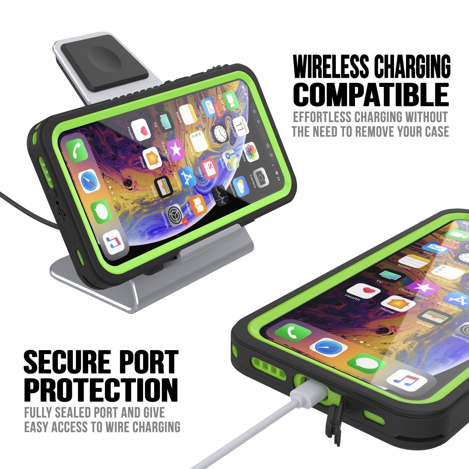 iPhone 11 Waterproof Case, Punkcase [Extreme Series] Armor Cover W/ Built In Screen Protector [Light Green] (Color in image: Black)