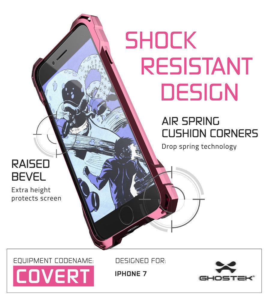iPhone 7 Case, Ghostek® Covert Peach, Premium Impact Protective Armor | Lifetime Warranty Exchange (Color in image: teal)