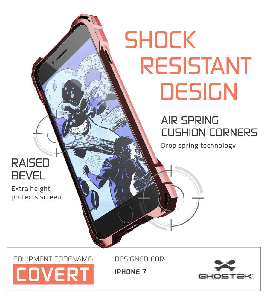 iPhone 7 Case, Ghostek® Covert Rose Pink, Premium Impact Protective Armor | Warranty (Color in image: teal)