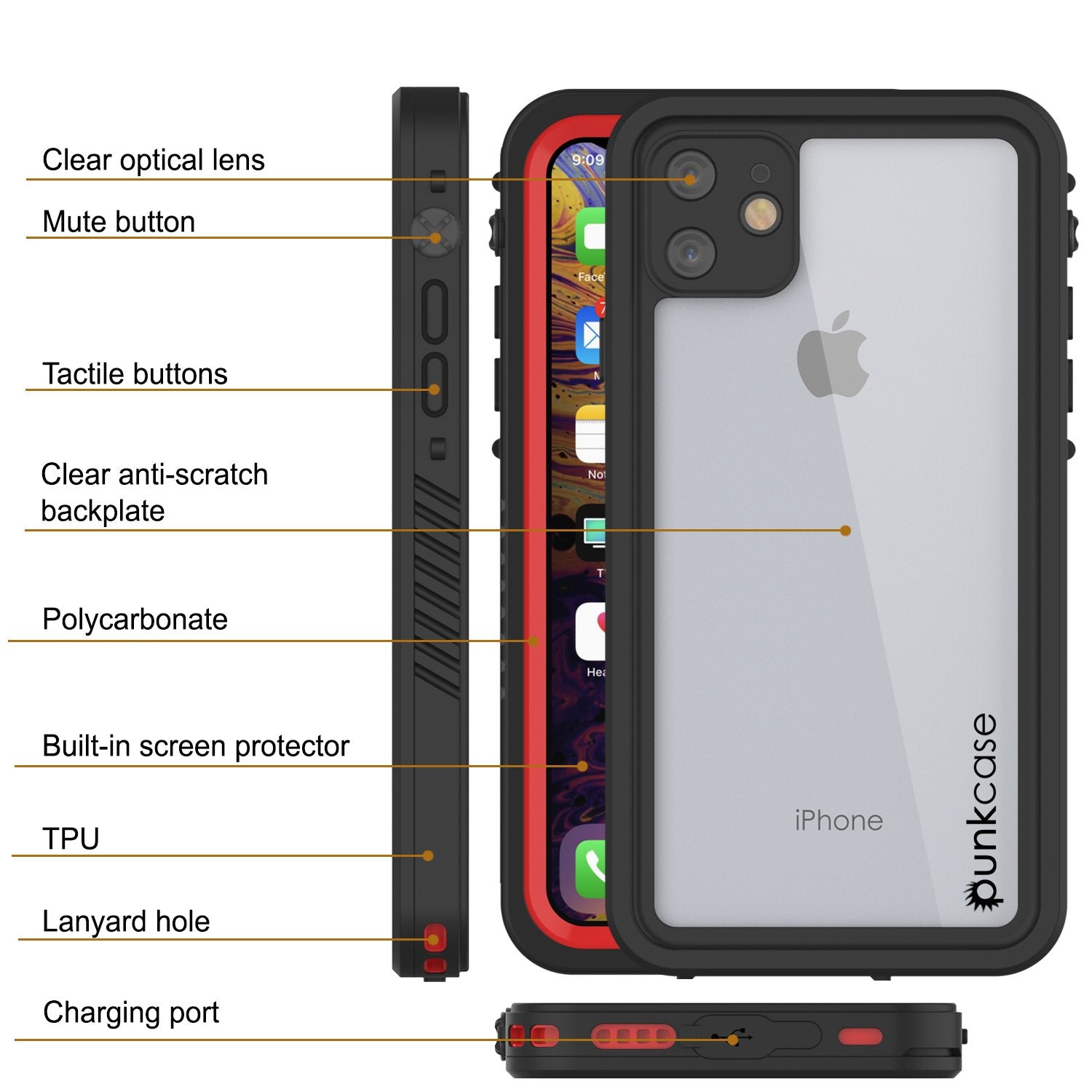 iPhone 11 Waterproof Case, Punkcase [Extreme Series] Armor Cover W/ Built In Screen Protector [Red] (Color in image: Light Green)