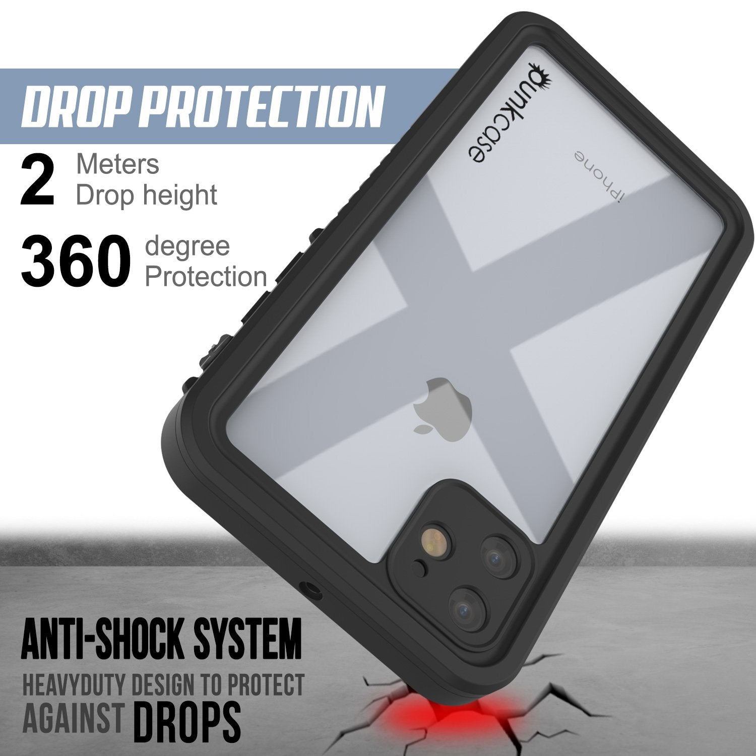 iPhone 11 Waterproof Case, Punkcase [Extreme Series] Armor Cover W/ Built In Screen Protector [Clear] (Color in image: Light Green)