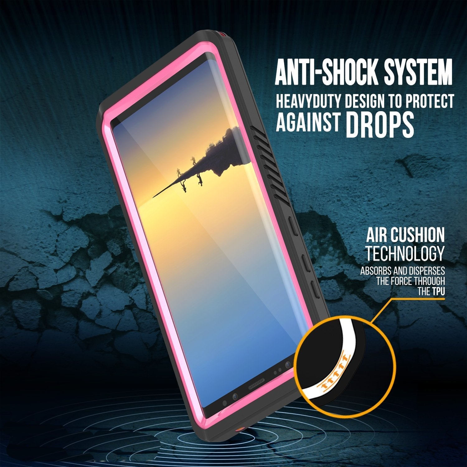 Galaxy Note 8 Waterproof Case, Punkcase [Extreme Series] [Slim Fit] [IP68 Certified] [Shockproof] [Snowproof] [Dirproof] Armor Cover W/ Built In Screen Protector for Samsung Galaxy Note 8 [Pink] (Color in image: Light Blue)