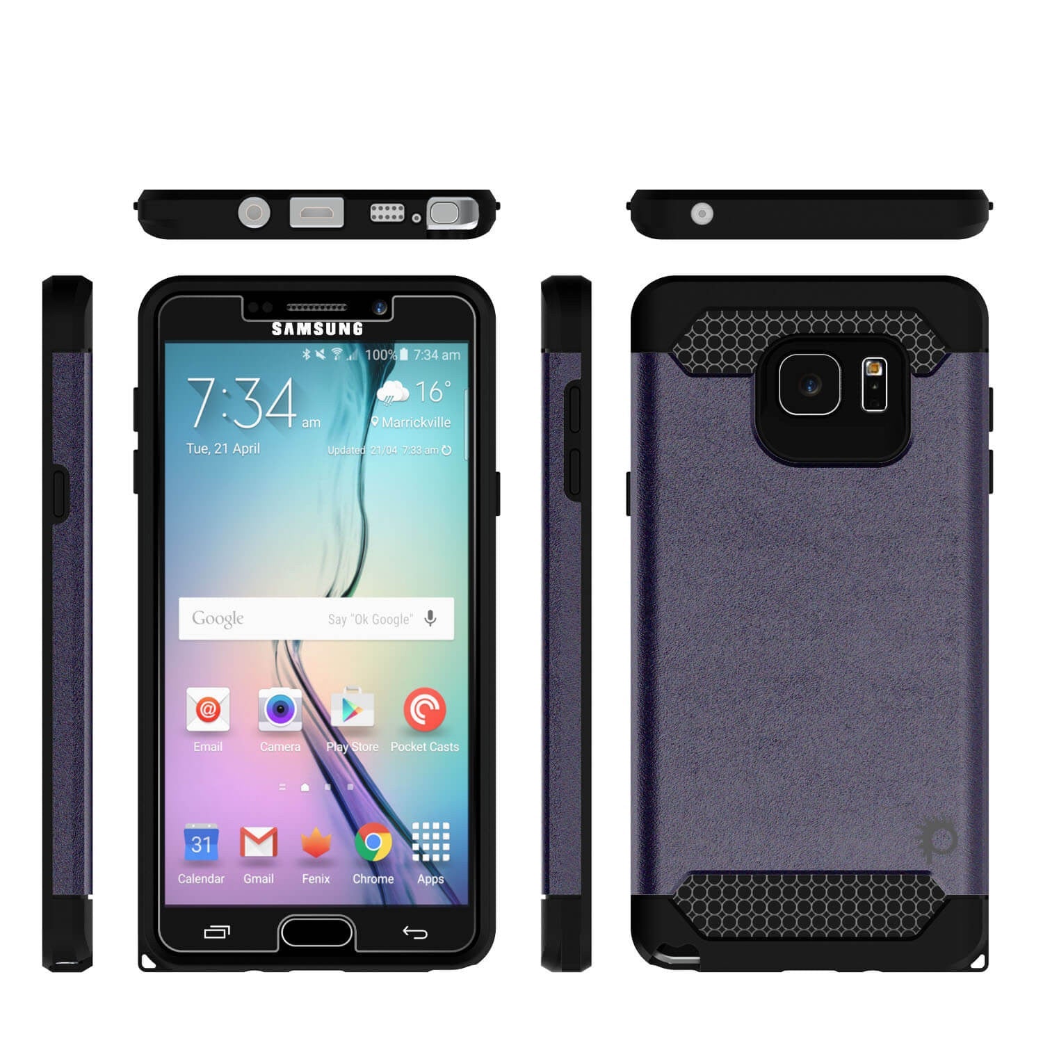 Galaxy Note 5 Case PunkCase Galactic Charcoal Series Slim Armor Soft Cover Case w/ Tempered Glass (Color in image: rose gold)