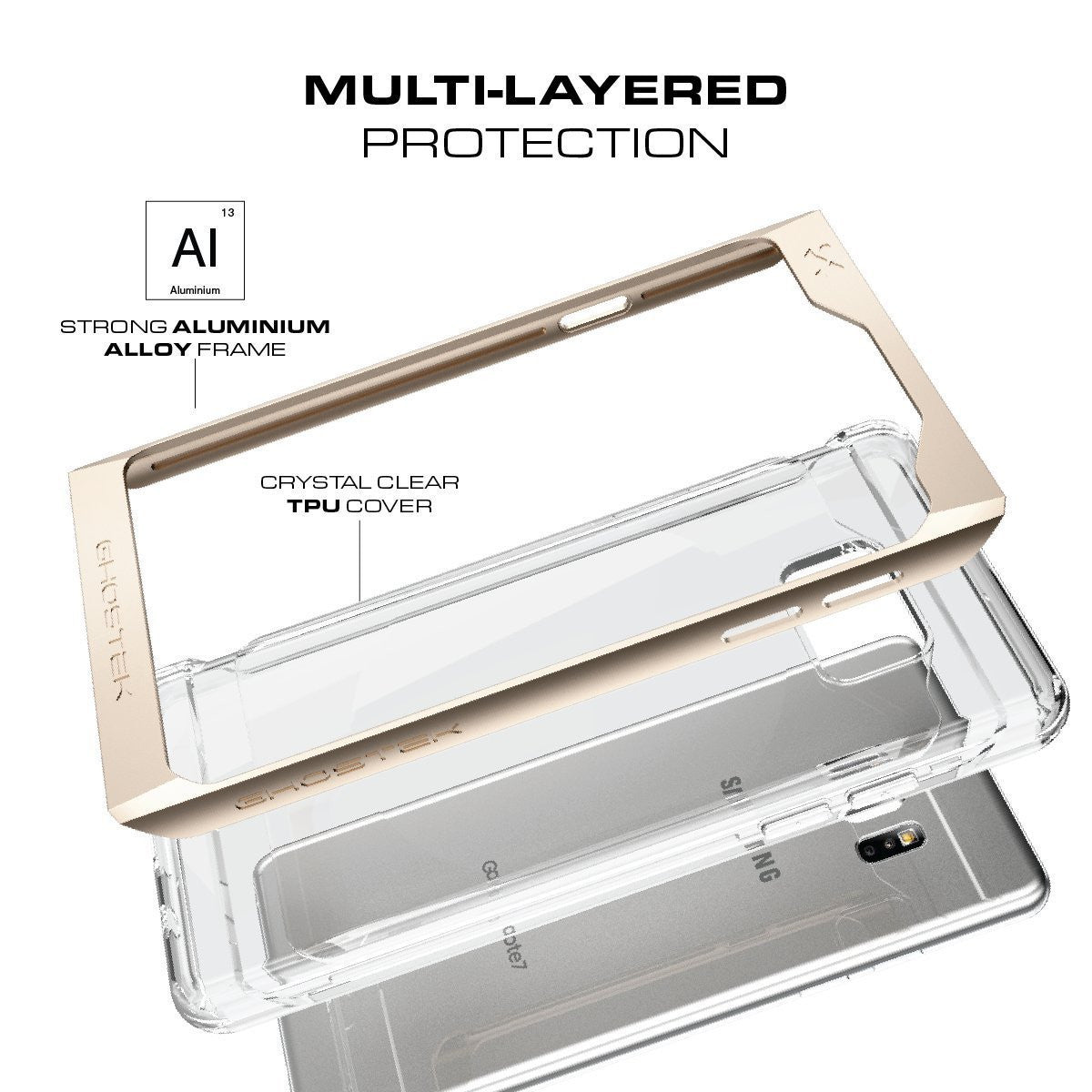 Galaxy Note 7 Case, Ghostek® 2.0 Silver Series w/ Explosion-Proof Screen Protector | Aluminum Frame (Color in image: Pink)