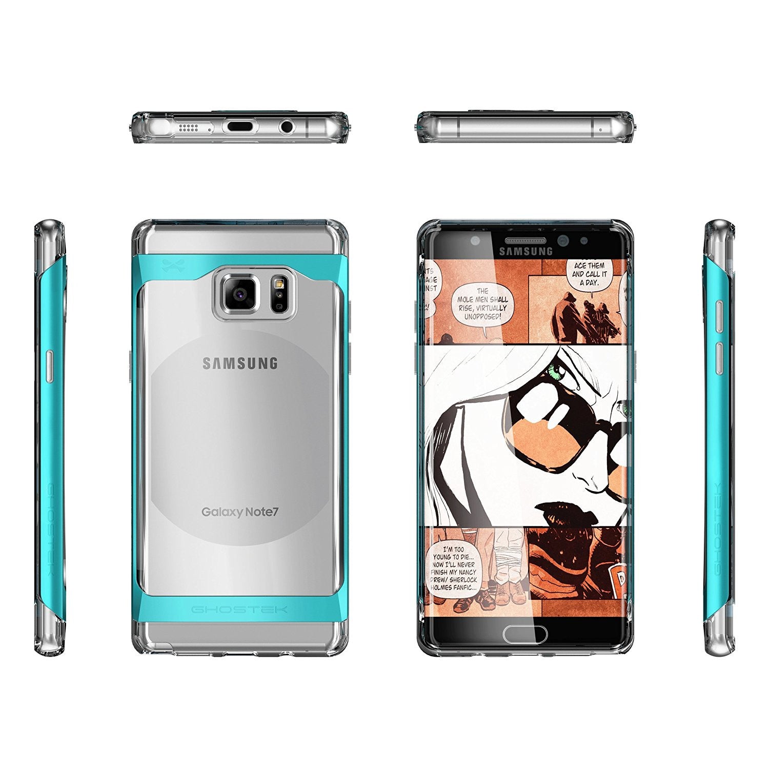 Galaxy Note 7 Case, Ghostek® 2.0 Teal Series w/ Explosion-Proof Screen Protector | Aluminum Frame (Color in image: Red)
