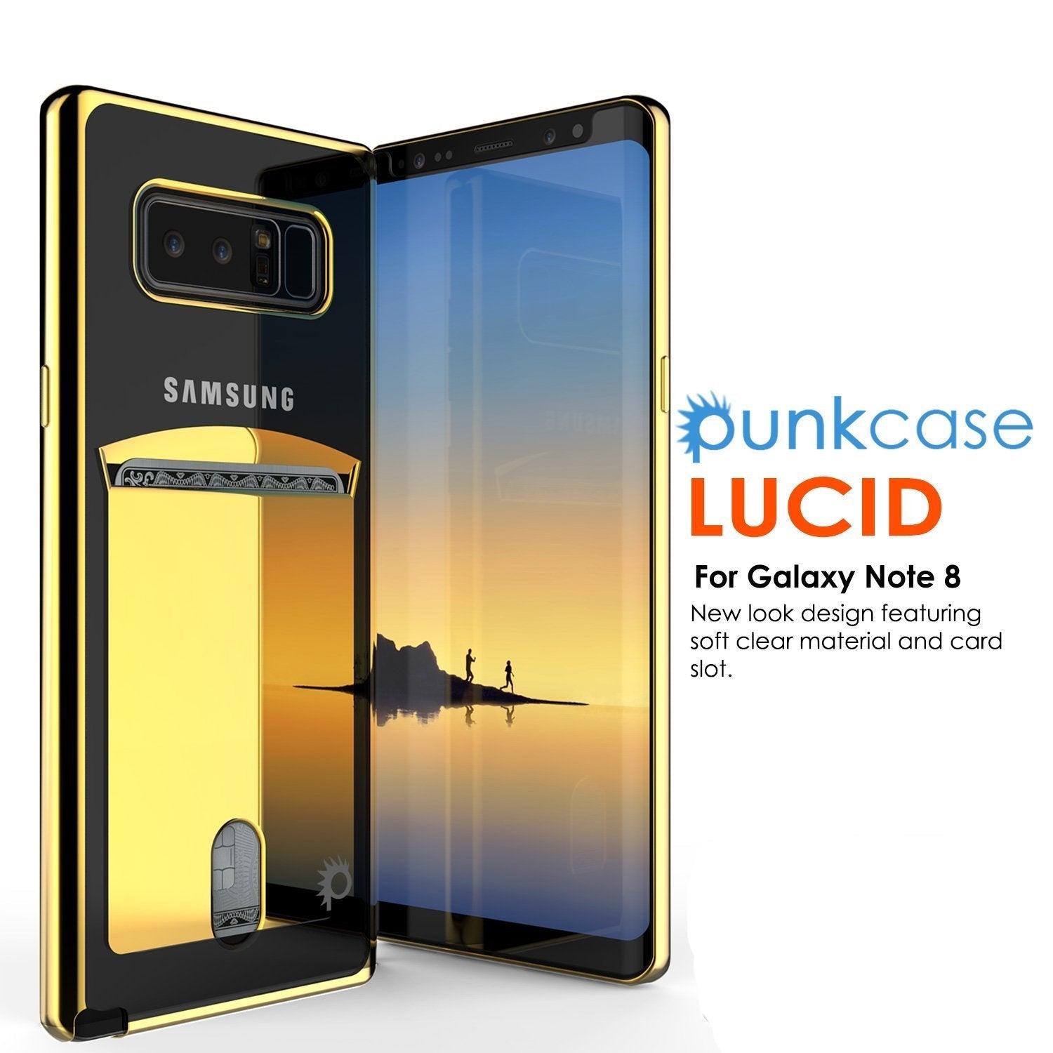 Galaxy Note 8 Case, PUNKCASE® LUCID Gold Series | Card Slot | SHIELD Screen Protector | Ultra fit 