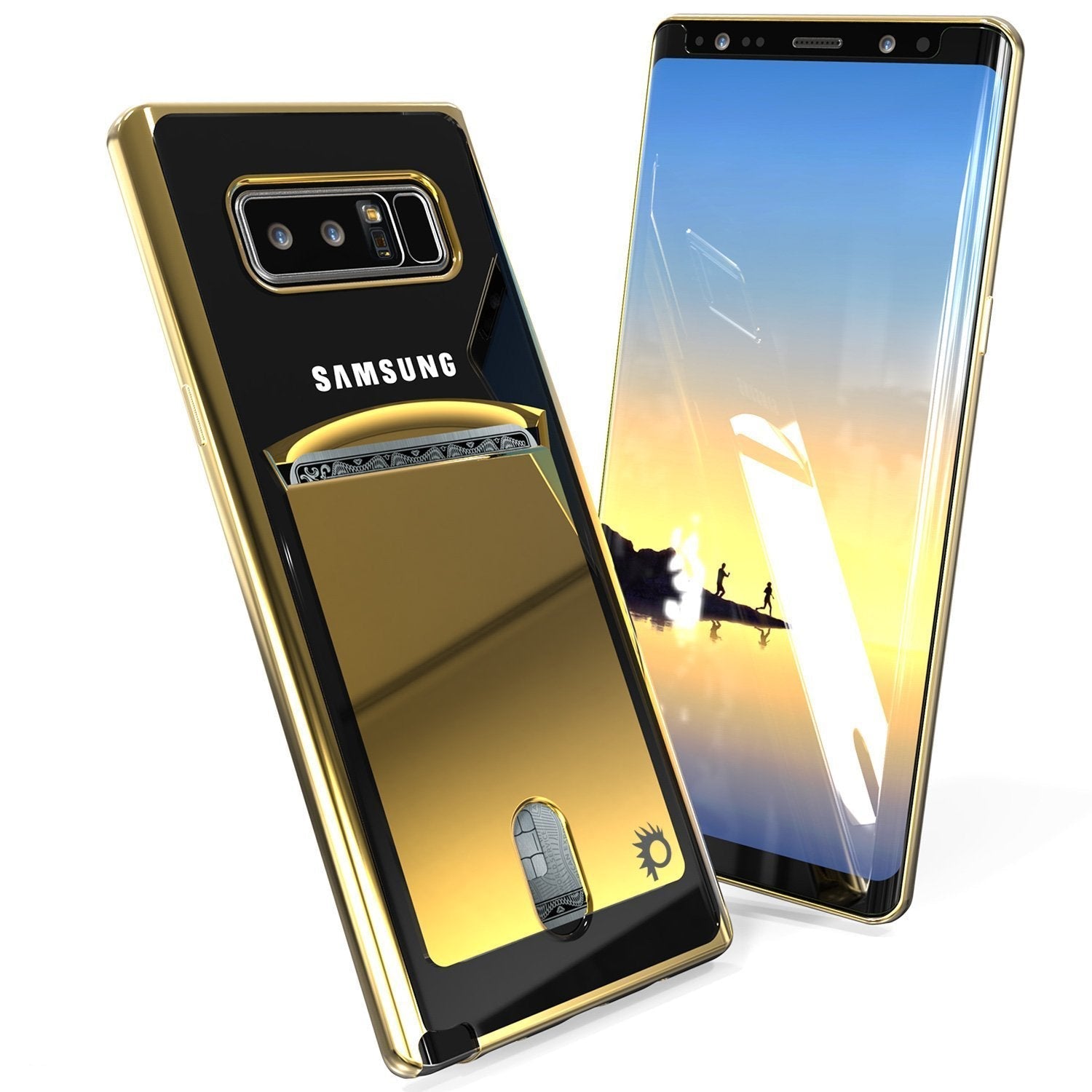 Galaxy Note 8 Case, PUNKCASE® LUCID Gold Series | Card Slot | SHIELD Screen Protector | Ultra fit (Color in image: Silver)