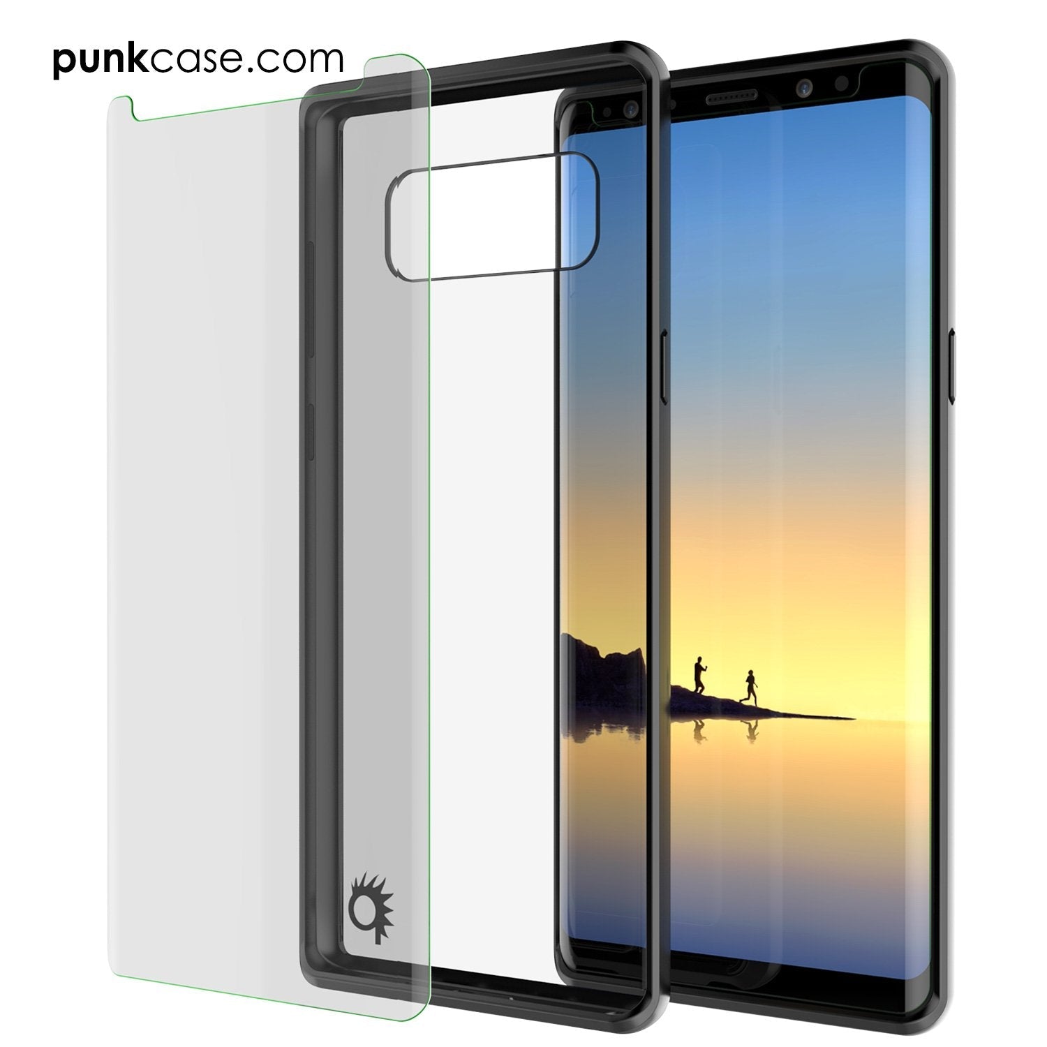 Galaxy Note 8 Case, PUNKcase [LUCID 2.0 Series] [Slim Fit] [Clear Back] Armor Cover w/Integrated Anti-Shock System & Screen Protector [Black] (Color in image: Light Blue)