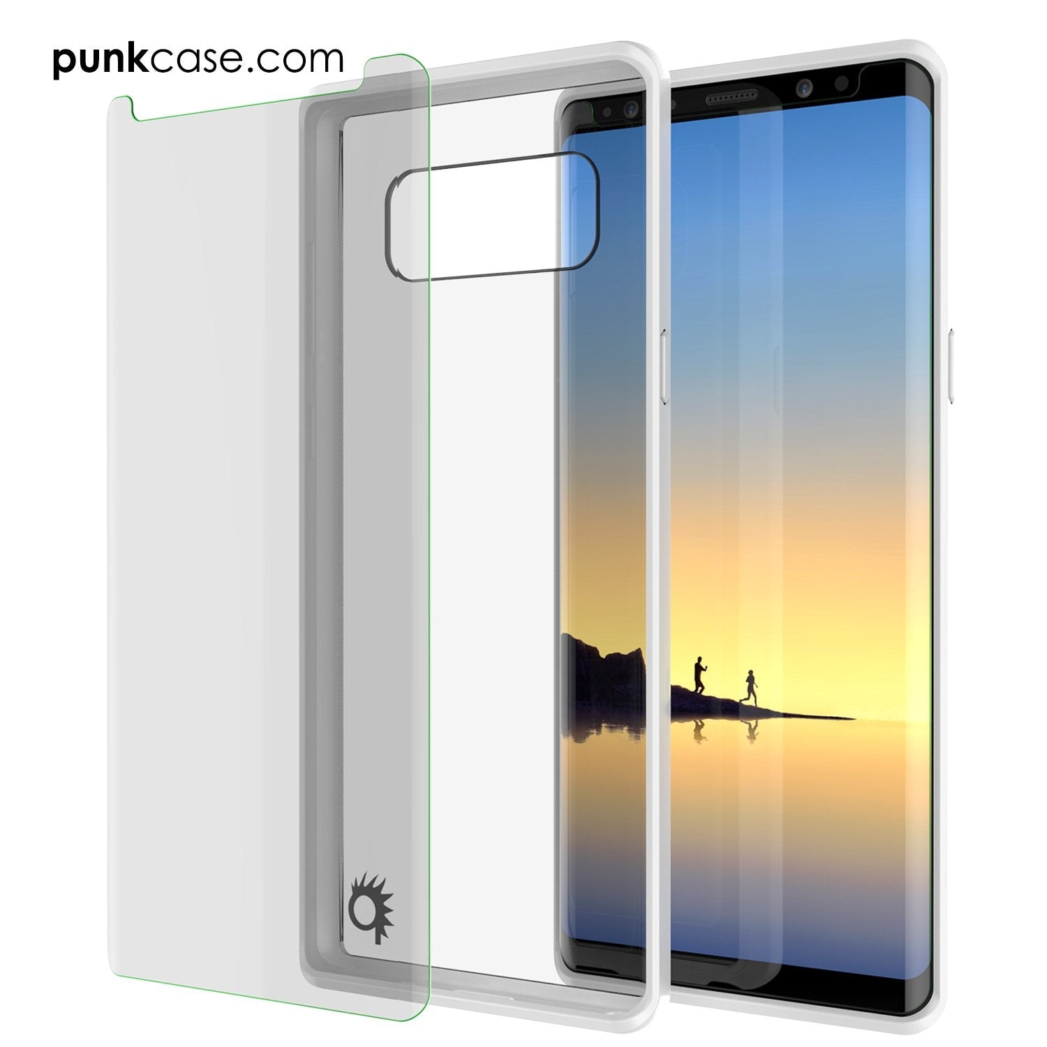 Galaxy Note 8 Case, PUNKcase [LUCID 2.0 Series] [Slim Fit] Armor Cover w/Integrated Anti-Shock System & Screen Protector [White] (Color in image: Clear)