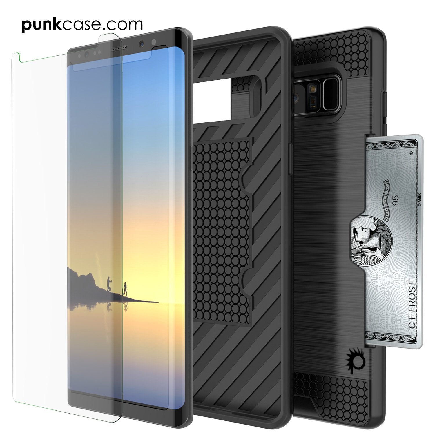 Galaxy Note 8 Case, PUNKcase [SLOT Series] Slim Fit  Samsung Note 8 [Black] (Color in image: Gold)