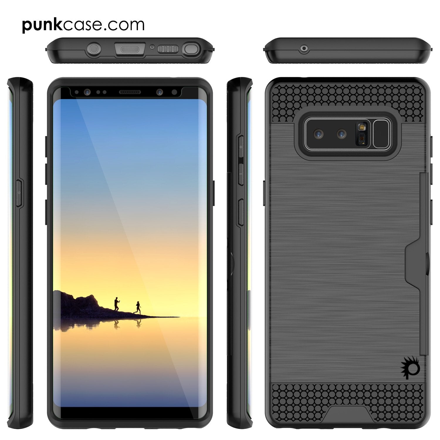 Galaxy Note 8 Case, PUNKcase [SLOT Series] Slim Fit  Samsung Note 8 [Black] (Color in image: White)