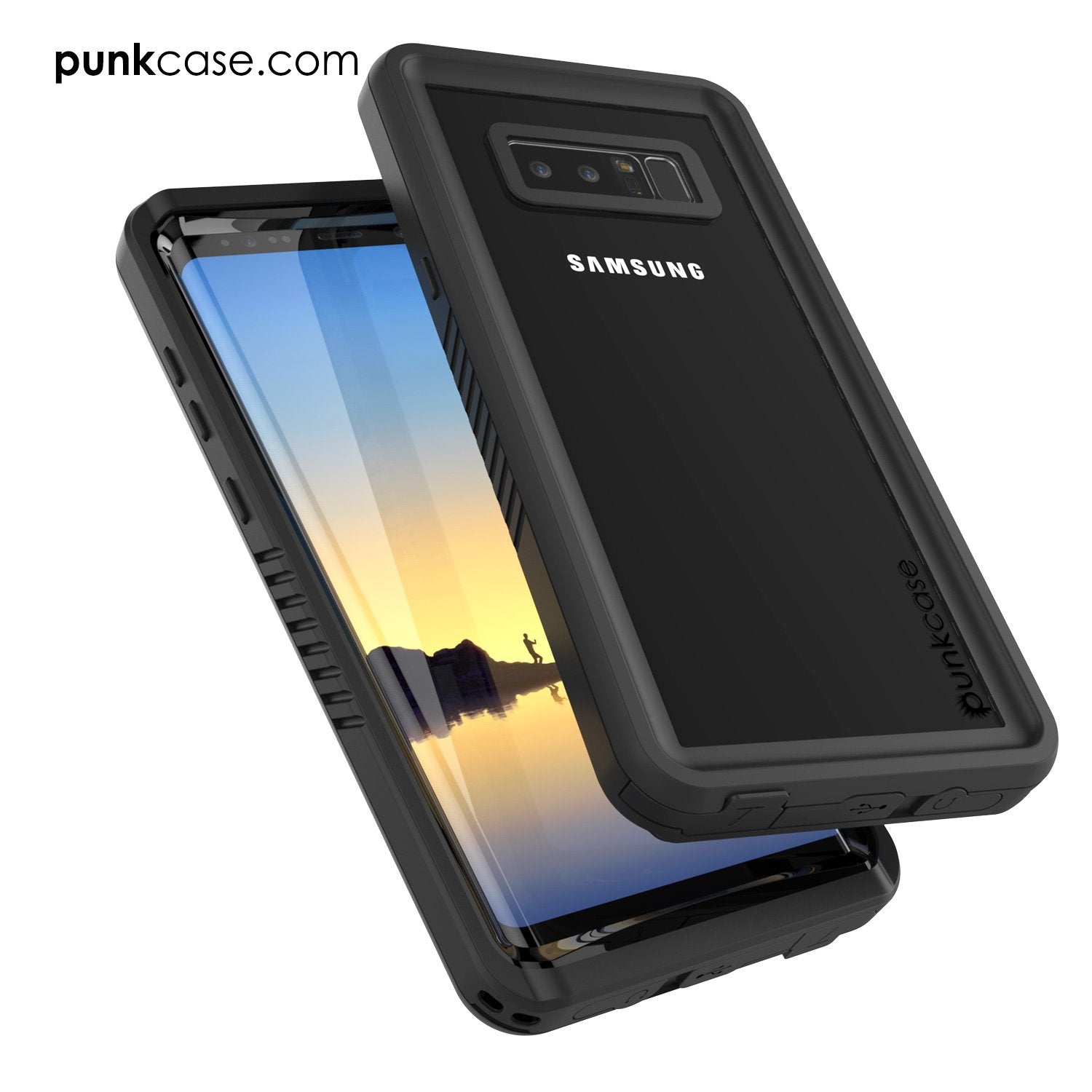Galaxy Note 8 Case, Punkcase [Extreme Series] [Slim Fit] [IP68 Certified] [Shockproof] Armor Cover W/ Built In Screen Protector [Black] (Color in image: red)