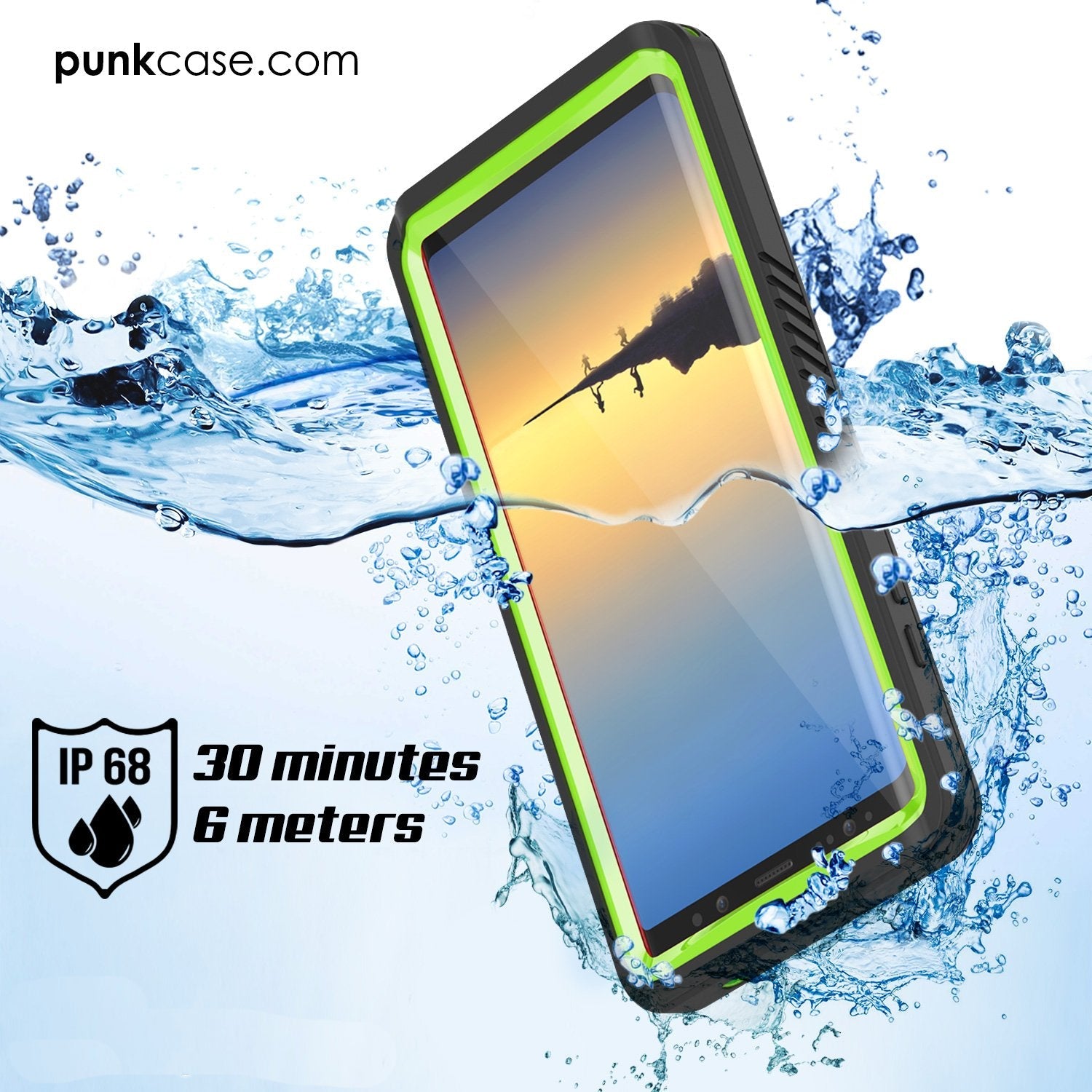 Galaxy Note 8 Case, Punkcase [Extreme Series] [Slim Fit] [IP68 Certified] [Shockproof] Armor Cover W/ Built In Screen Protector [Light Green] (Color in image: Clear)