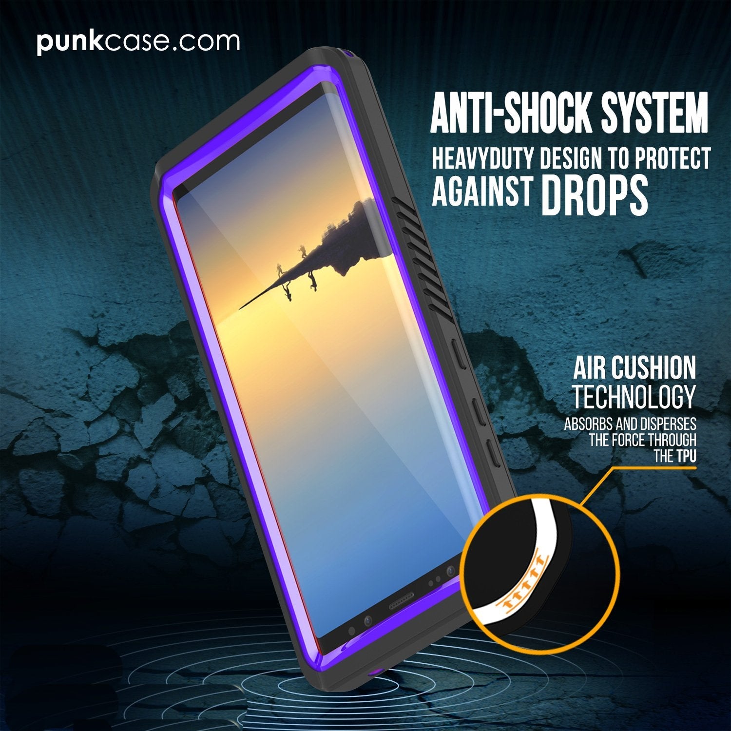 Galaxy Note 8 Case, Punkcase [Extreme Series] [Slim Fit] [IP68 Certified] [Shockproof] Armor Cover W/ Built In Screen Protector [Purple] (Color in image: White)