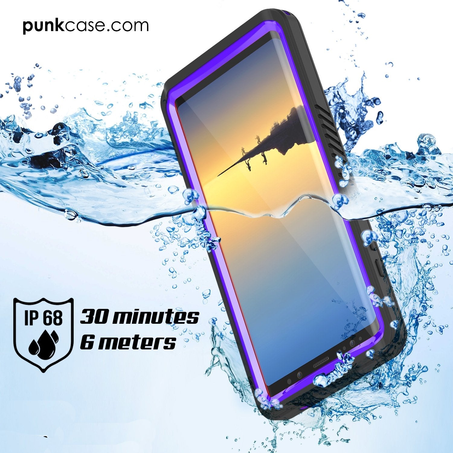 Galaxy Note 8 Case, Punkcase [Extreme Series] [Slim Fit] [IP68 Certified] [Shockproof] Armor Cover W/ Built In Screen Protector [Purple] (Color in image: Pink)
