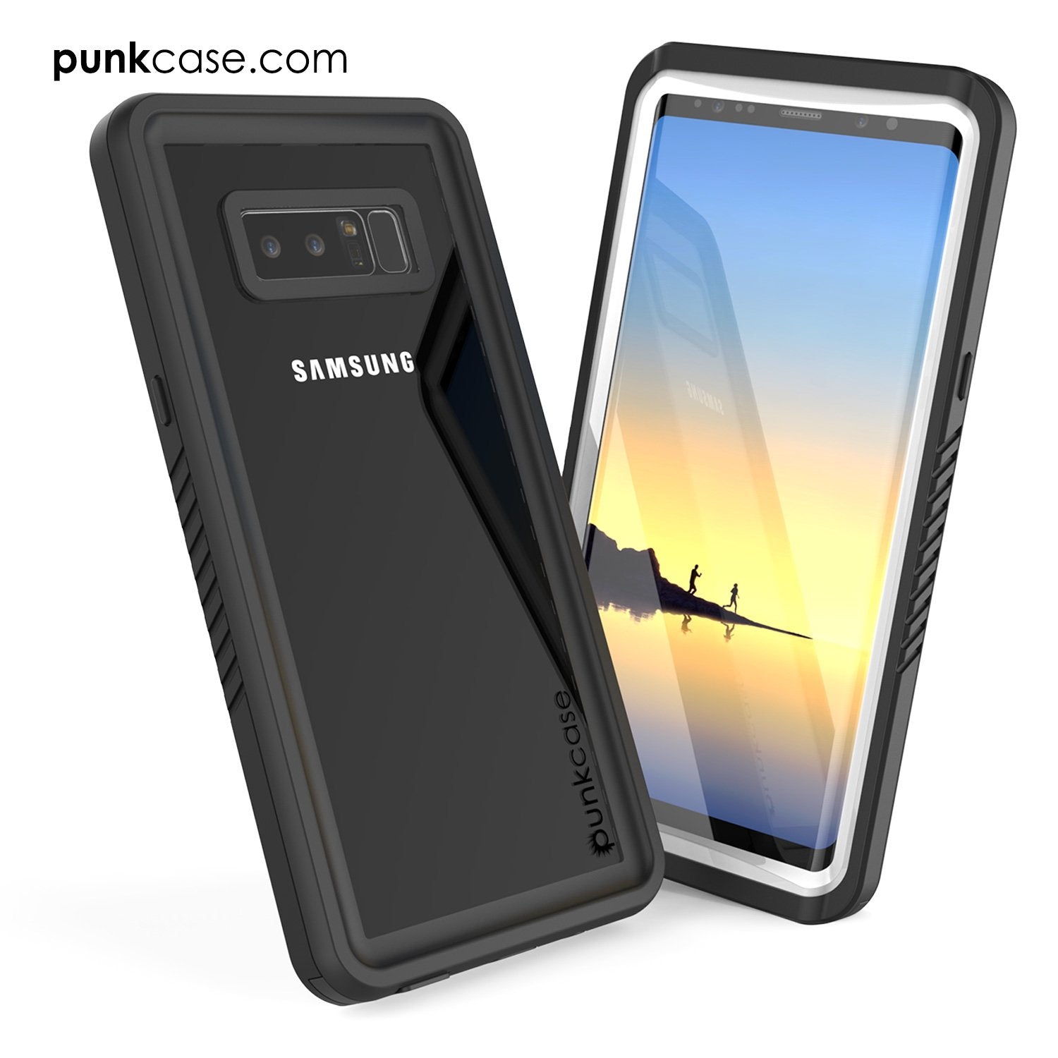 Galaxy Note 8 Case, Punkcase [Extreme Series] [Slim Fit] [IP68 Certified] [Shockproof] Armor Cover W/ Built In Screen Protector [White] (Color in image: Clear)