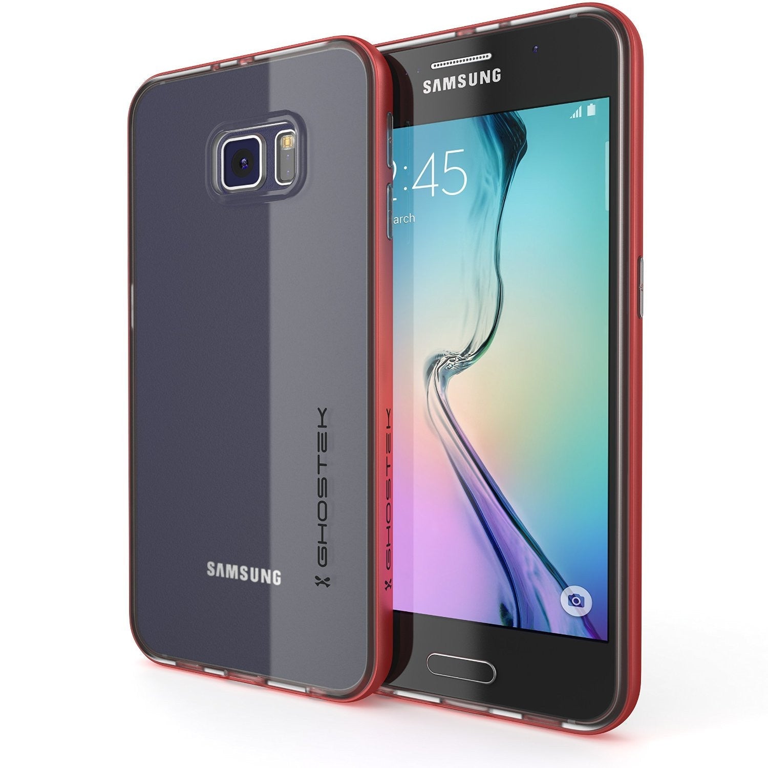 Capa Galaxy S6, Série Ghostek Cloak Vermelho Capa Fina Premium Protetora Híbrida Vidro de Impacto Armor