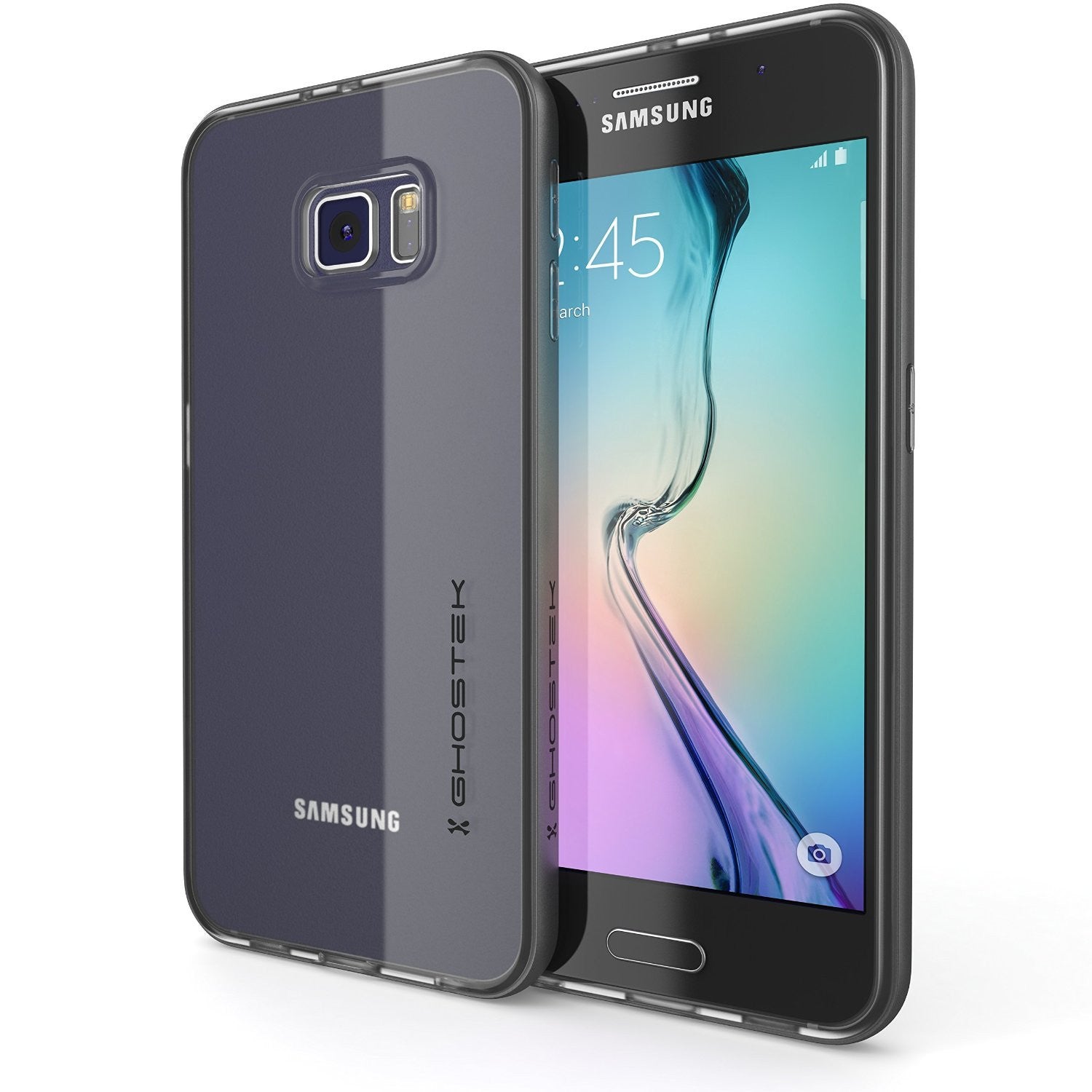 Capa Galaxy S6, Série Ghostek Cloak Preta, Slim, Premium, Protetora, Híbrida, de Impacto de Vidro Armor