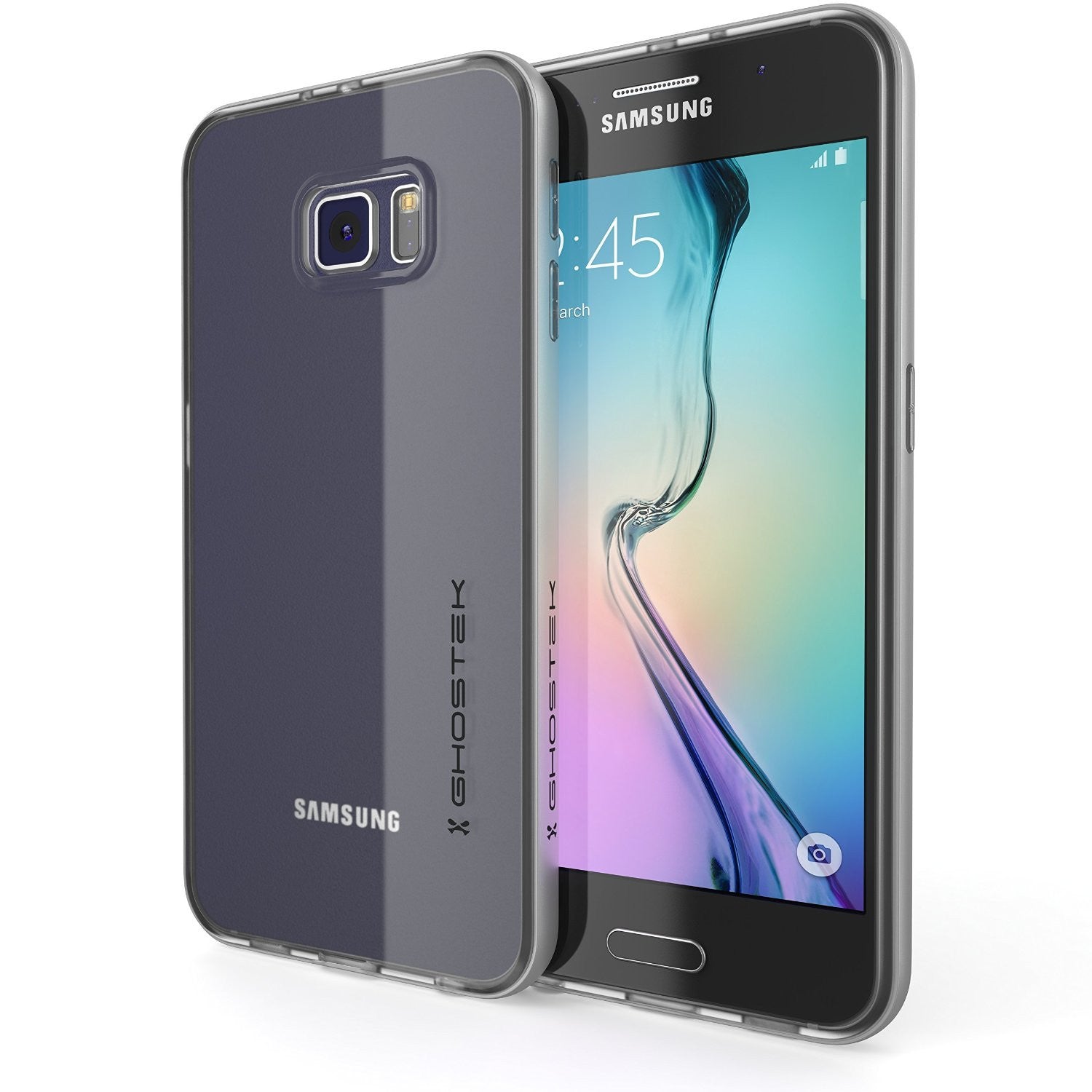 Capa Galaxy S6, Série Ghostek Cloak Prata Capa Híbrida Protetora Fina de Vidro de Impacto Premium