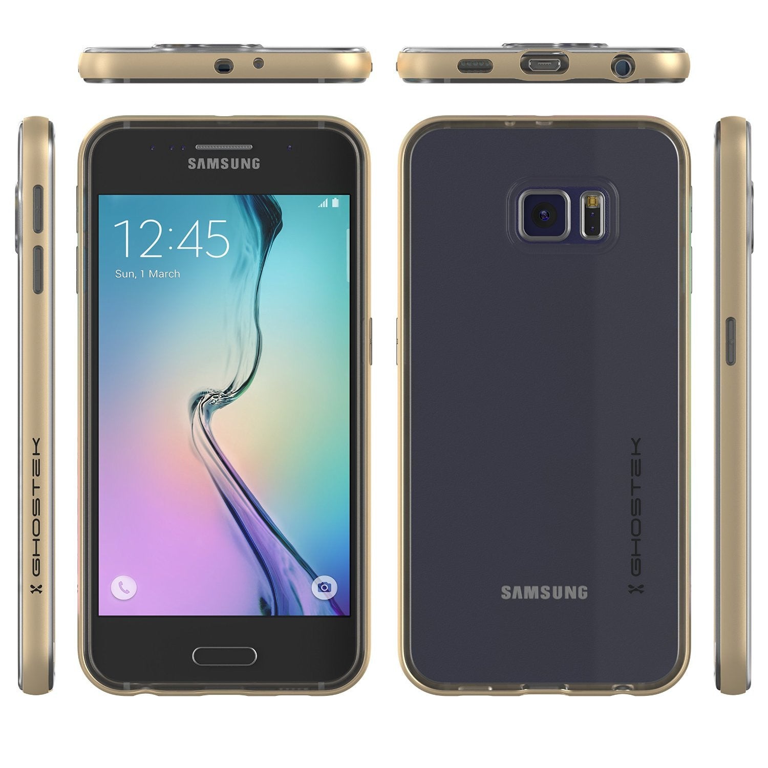 Galaxy S6 Case, Ghostek Cloak Series Gold  Slim Premium Protective Hybrid Impact Glass Armor (Color in image: black)