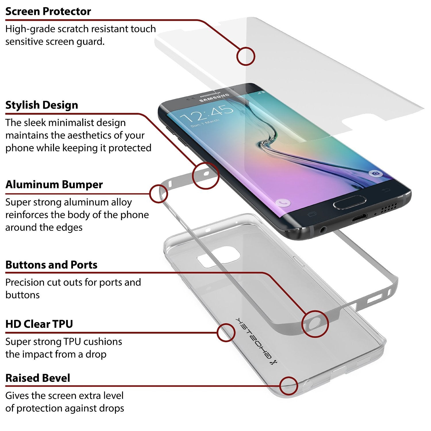 Galaxy S6 Edge+ Plus Case, Ghostek Silver Cloak Series Slim Hybrid Impact Armor | Lifetime Warranty (Color in image: gold)