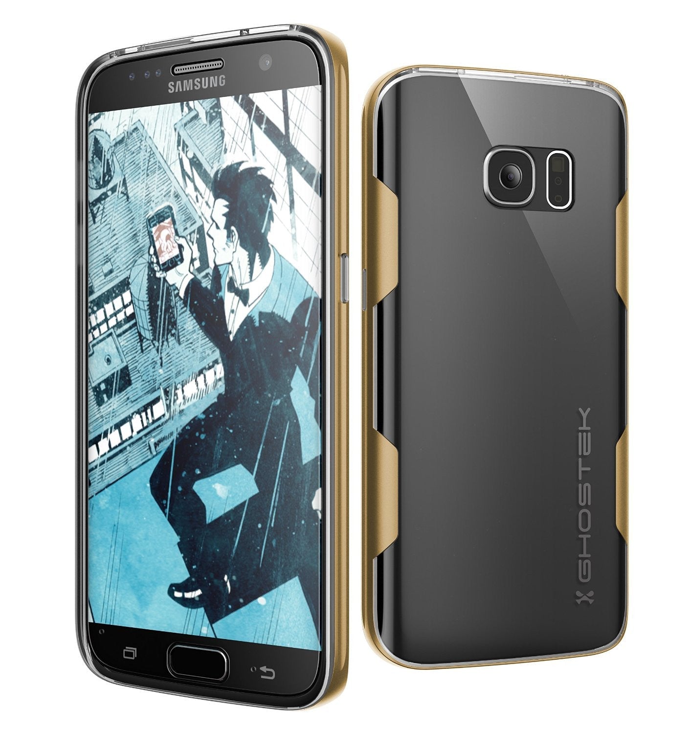Capa Galaxy S7, Série Ghostek Cloak Dourada, Premium, Fina, Protetora, Híbrida, de Vidro de Impacto Armor